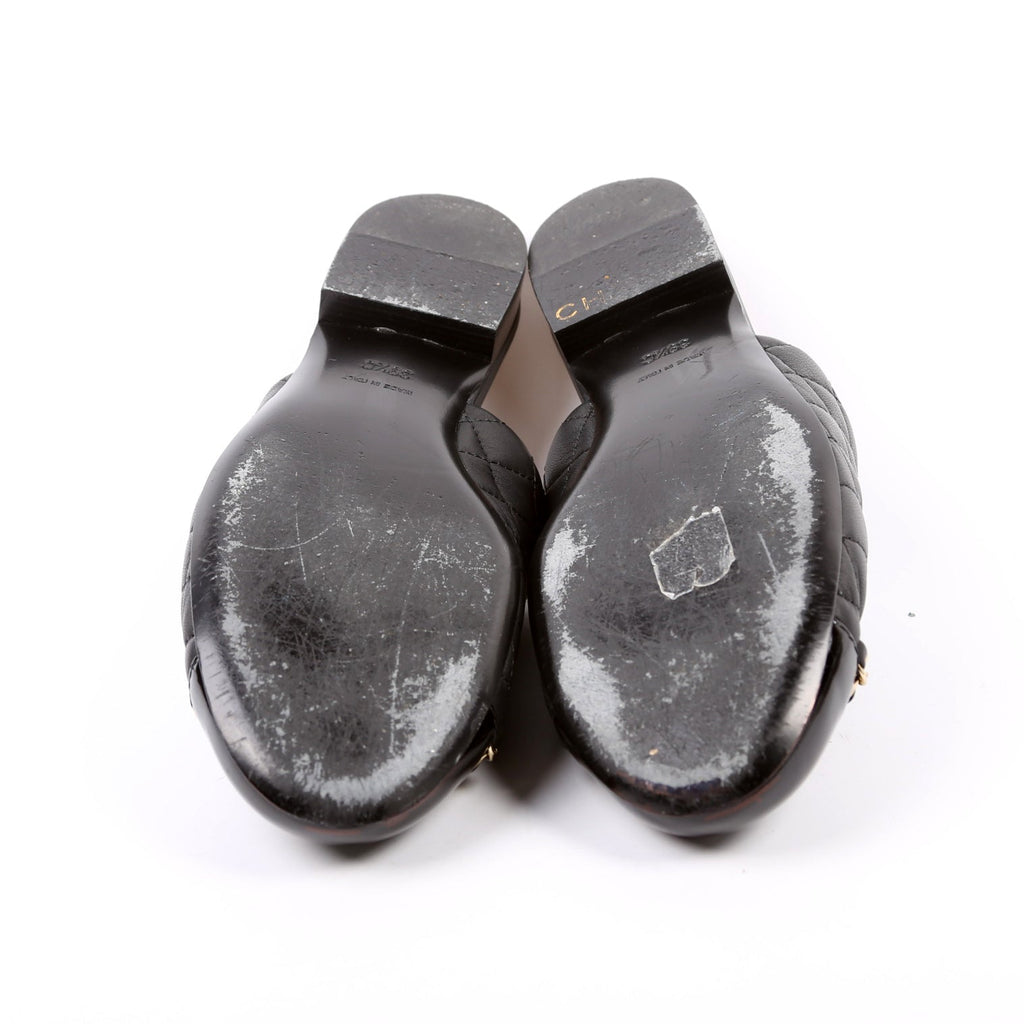 Cap Toe Quilted Chain Mules Size 39.5