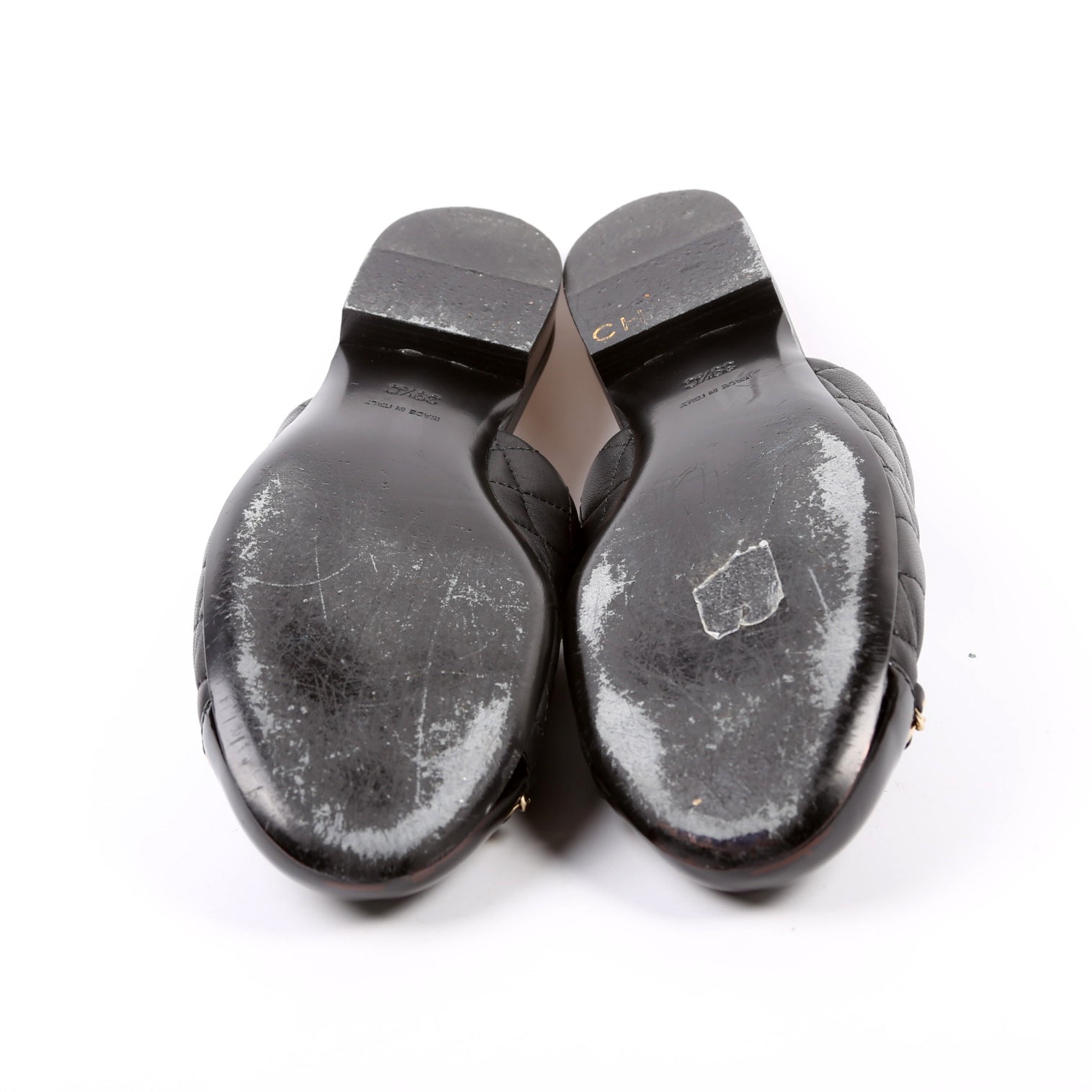Cap Toe Quilted Chain Mules Size 39.5