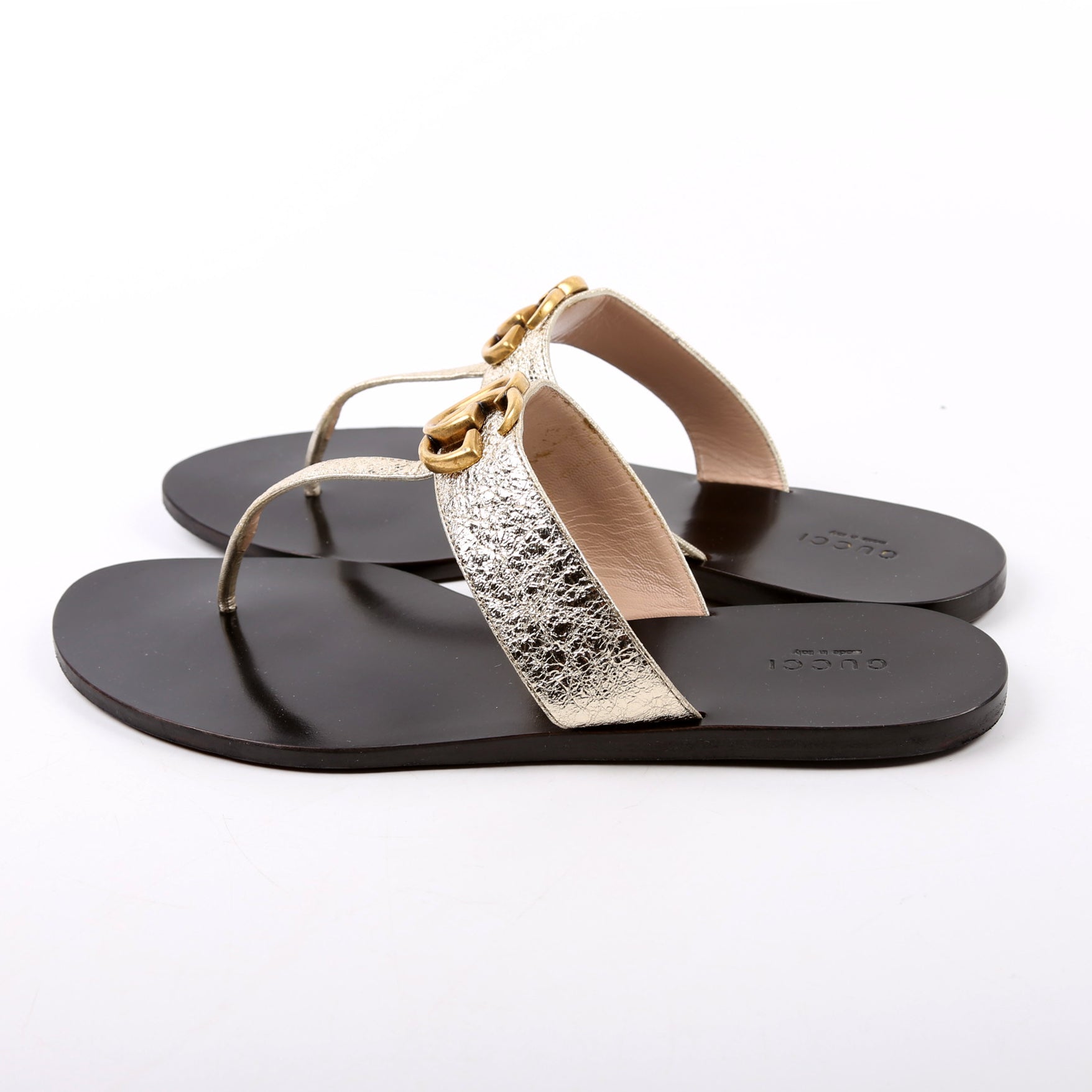 Marmont T Strap Sandals Size 39.5 Gold/Black