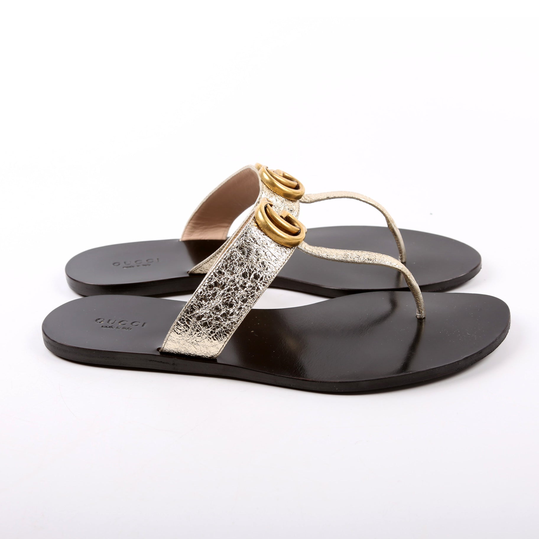 Marmont T Strap Sandals Size 39.5 Gold/Black
