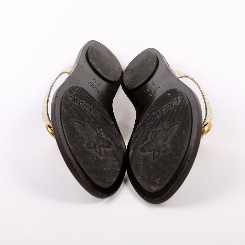 Marmont T Strap Sandals Size 39.5 Gold/Black