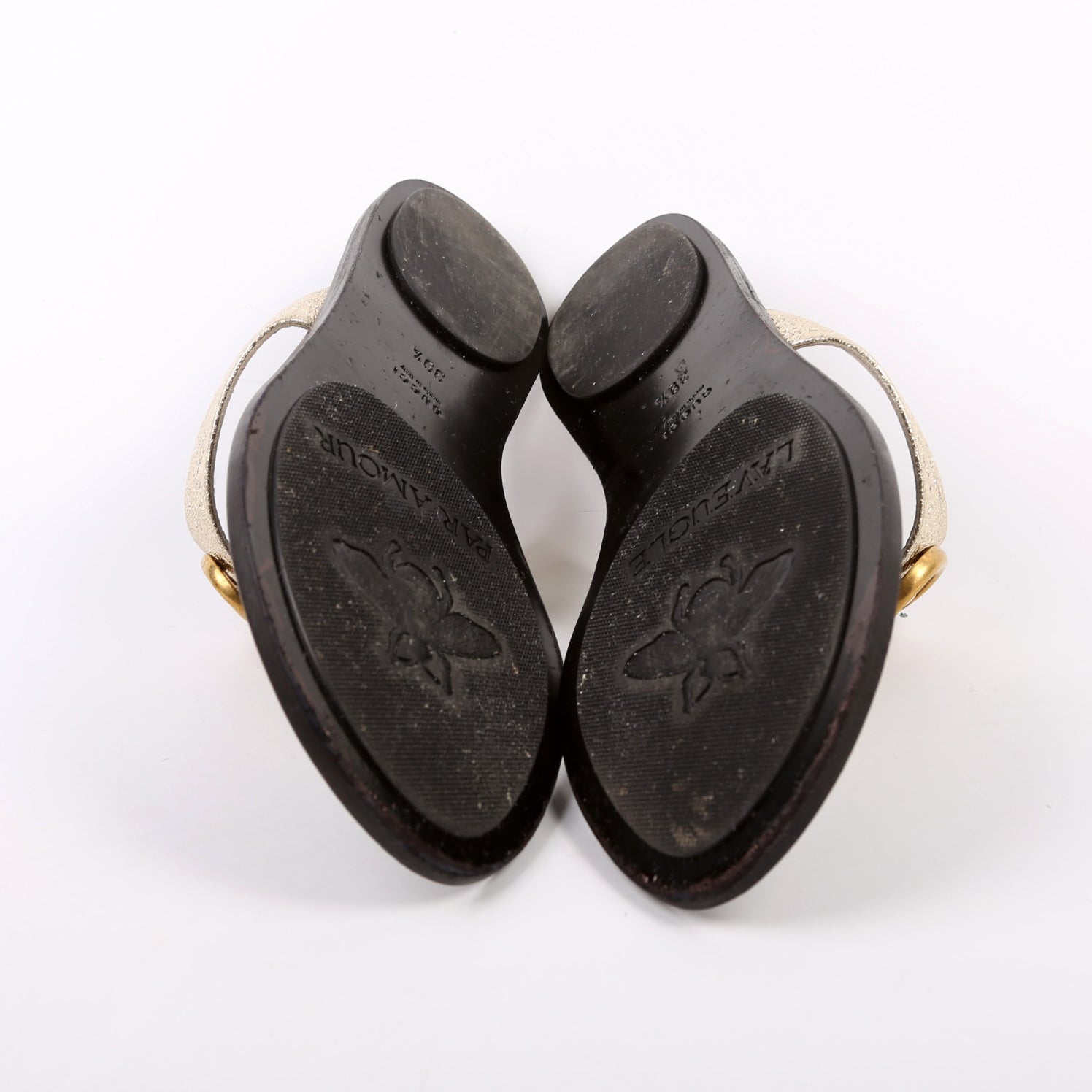 Marmont T Strap Sandals Size 39.5 Gold/Black