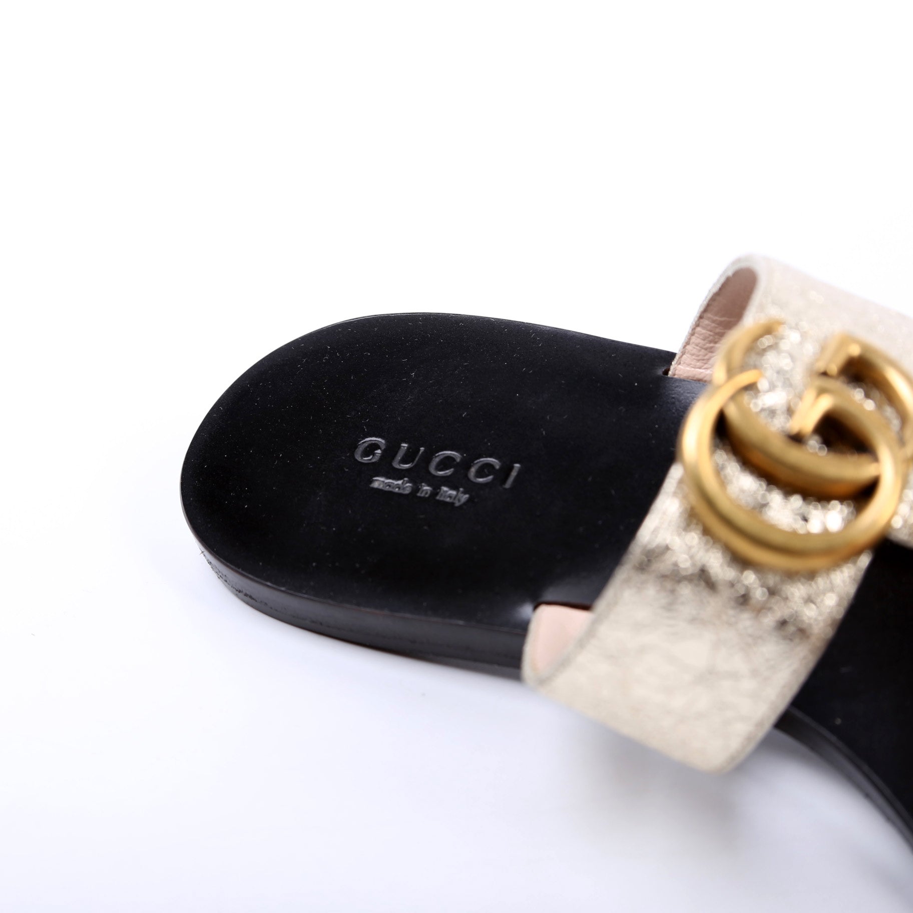 Marmont T Strap Sandals Size 39.5 Gold/Black