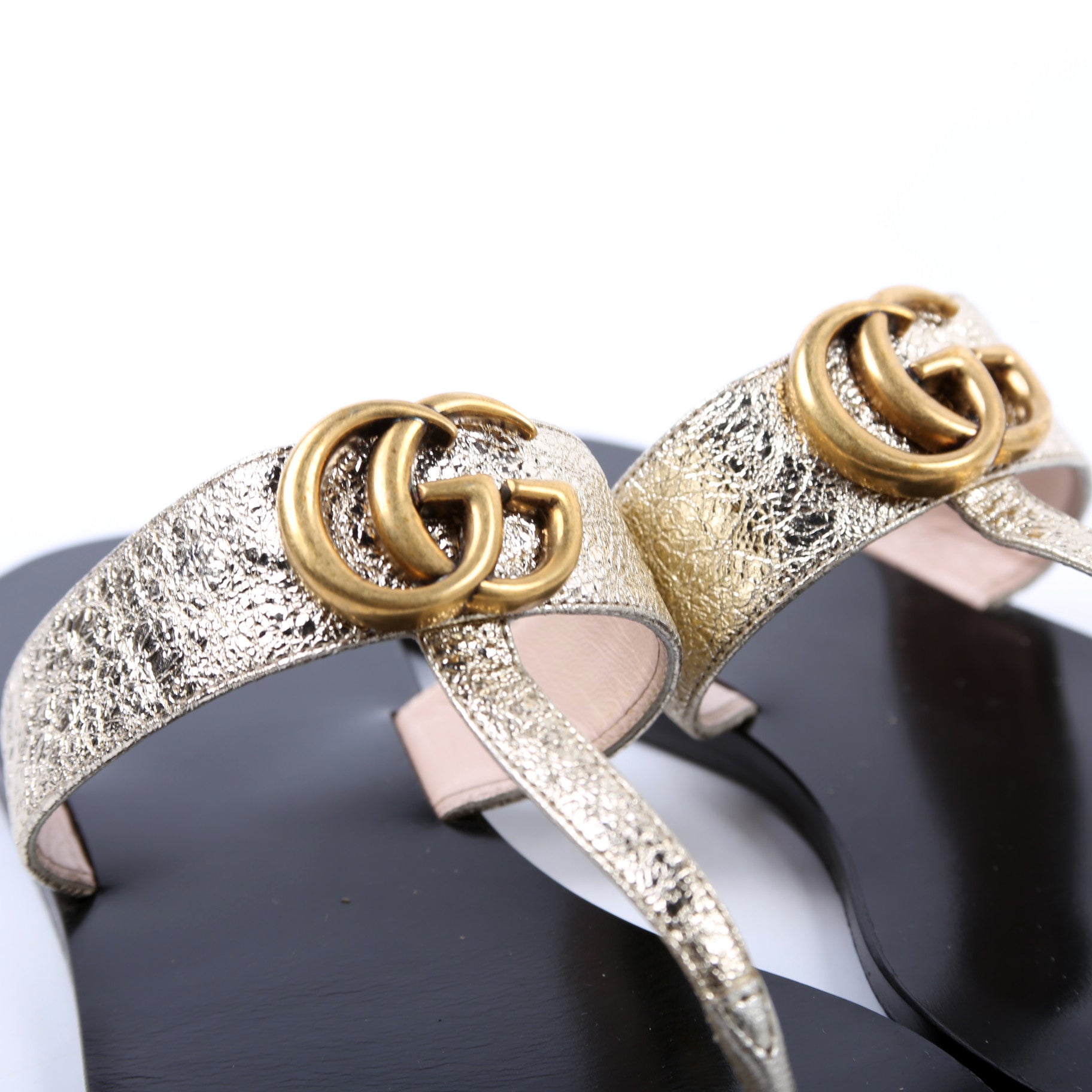 Marmont T Strap Sandals Size 39.5 Gold/Black