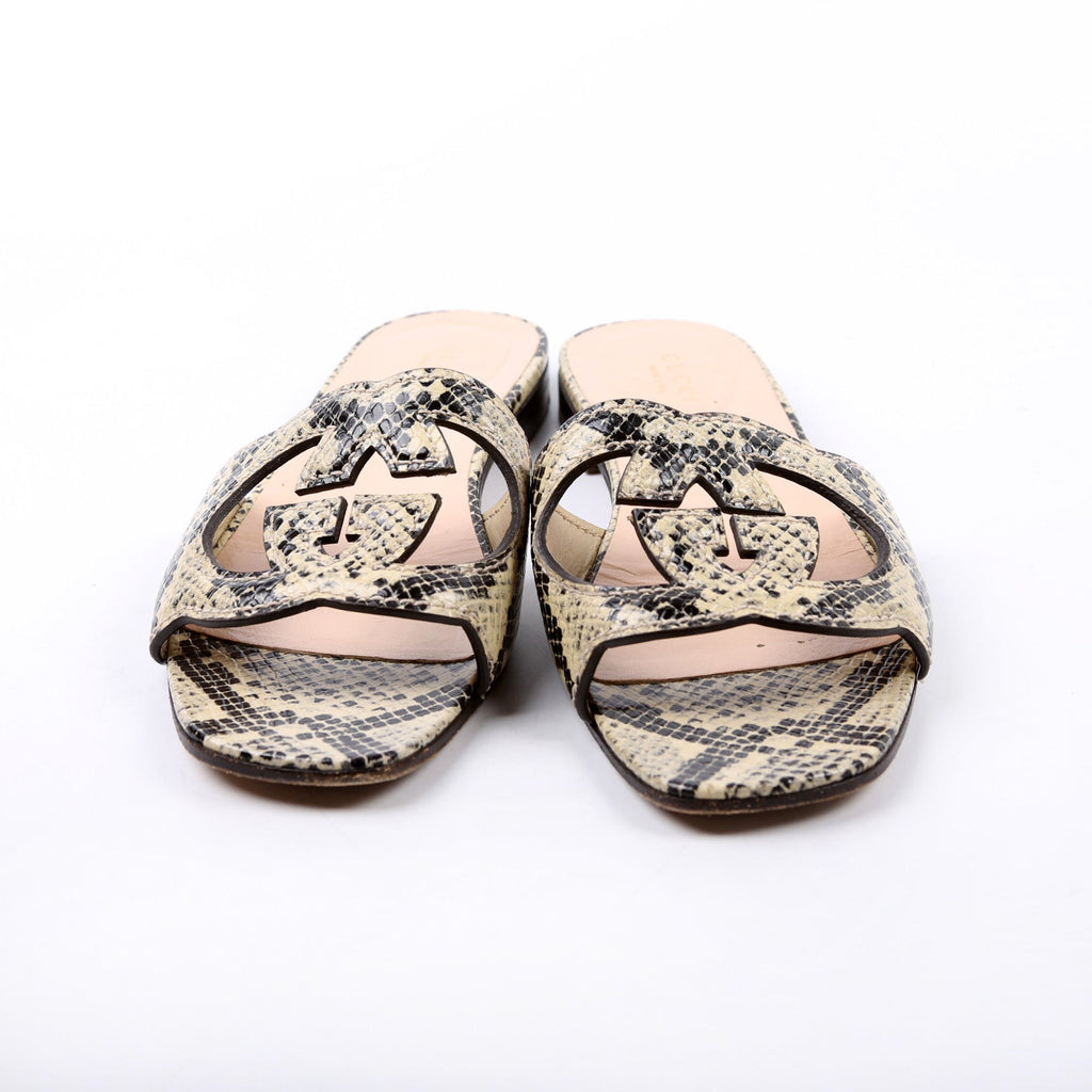 Python Interlocking G Flats Size 37 Beige/Black