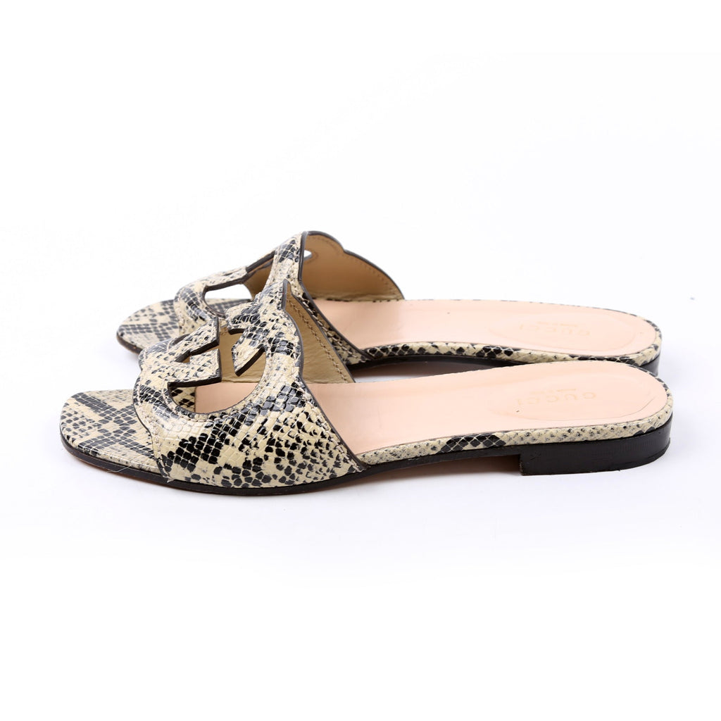 Python Interlocking G Flats Size 37 Beige/Black