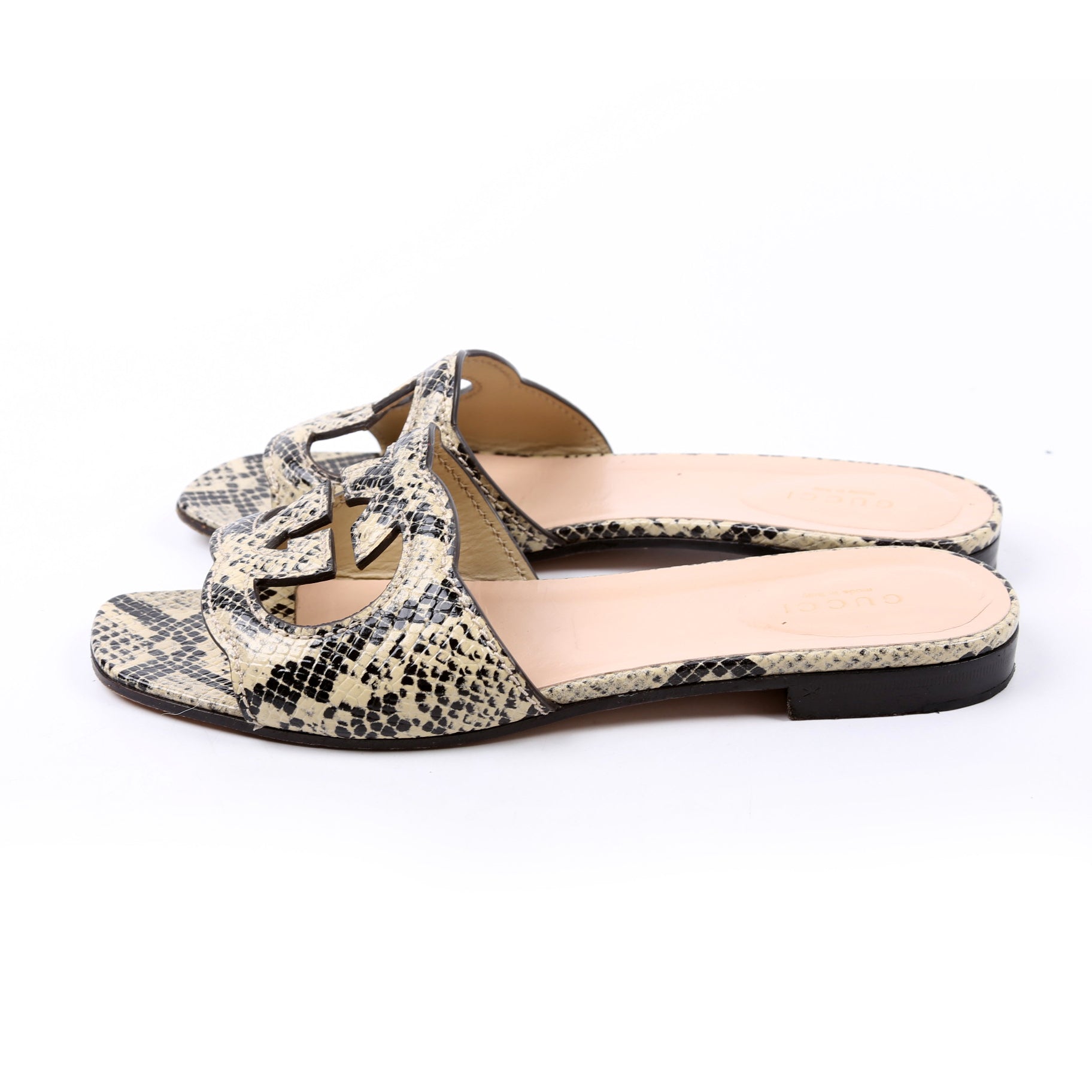 Python Interlocking G Flats Size 37 Beige/Black