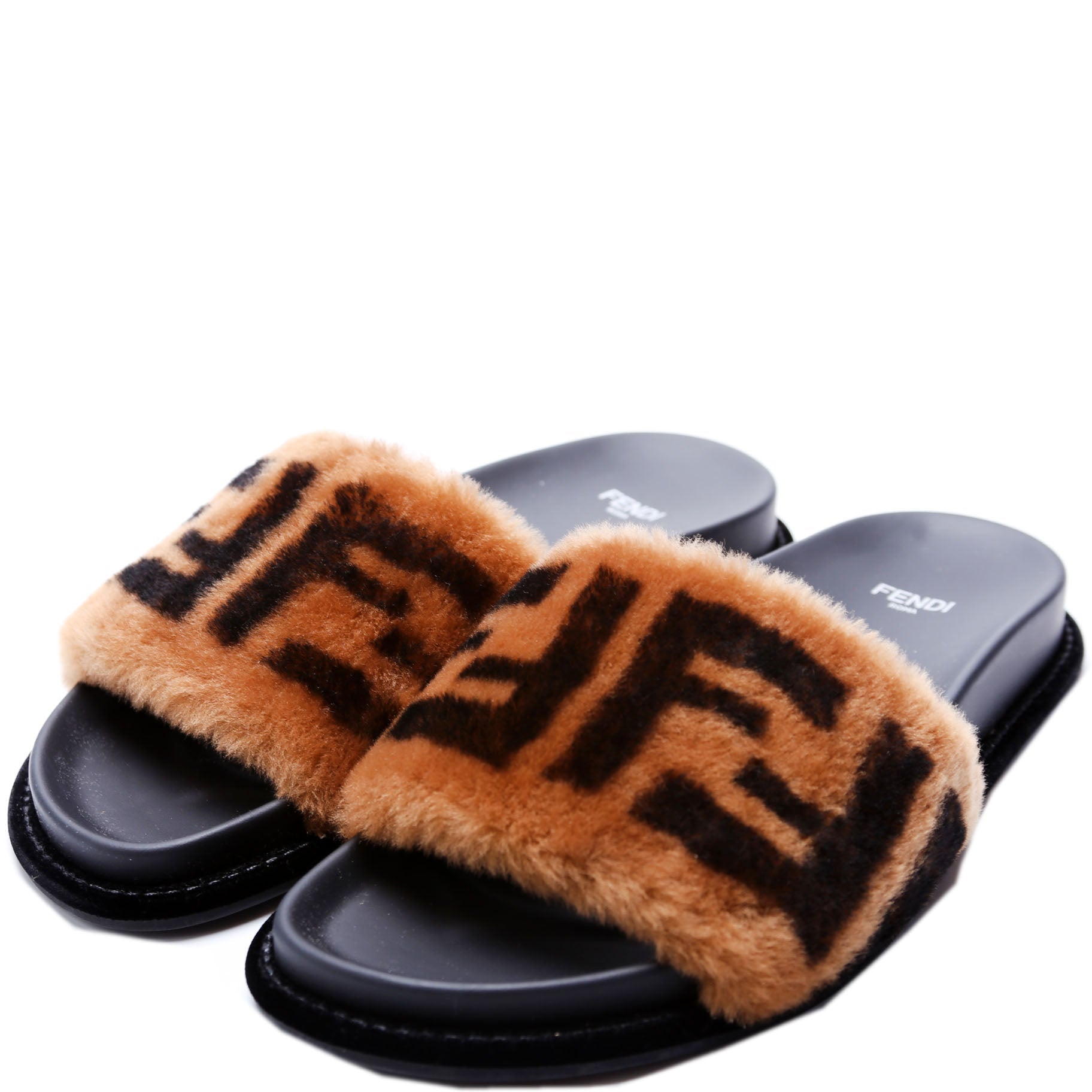 FF Logo Shearling Slides Size 37