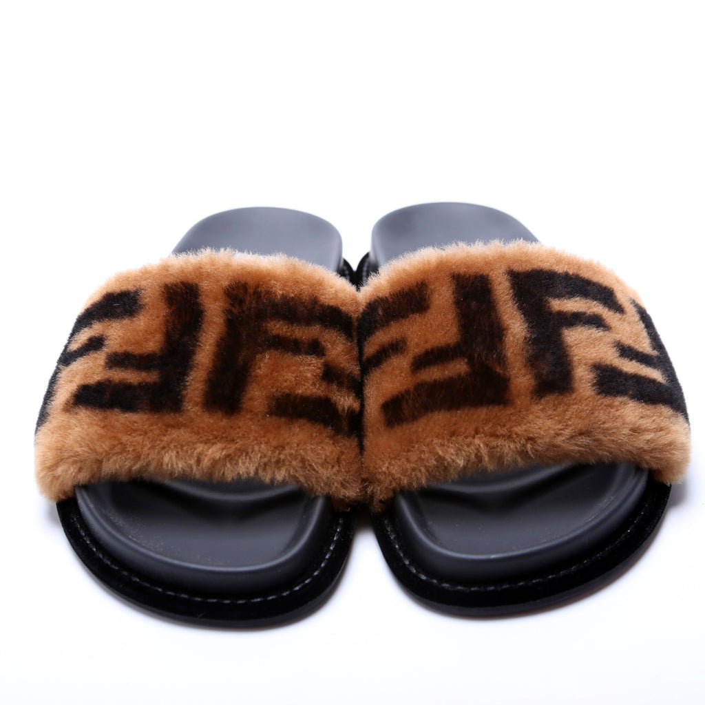FF Logo Shearling Slides Size 37