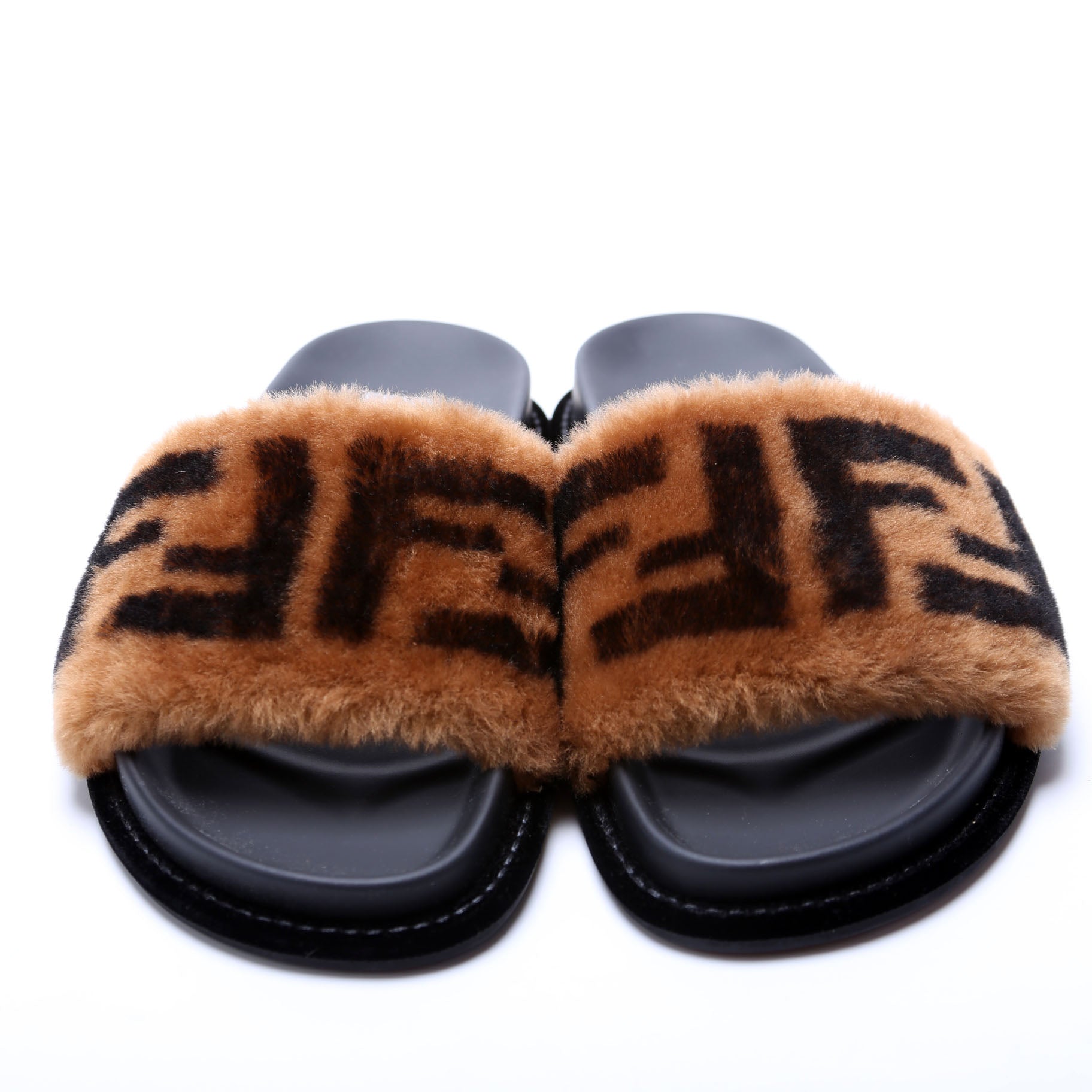 FF Logo Shearling Slides Size 37