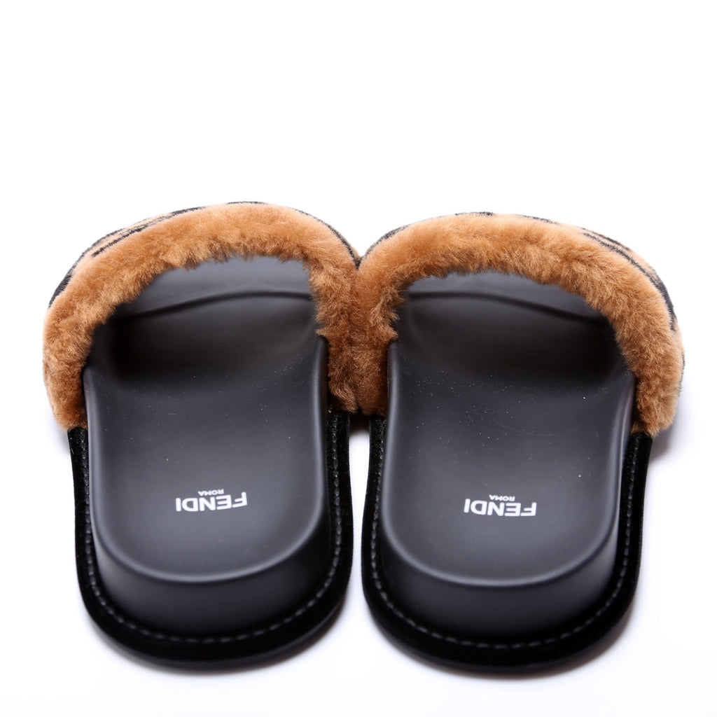 FF Logo Shearling Slides Size 37