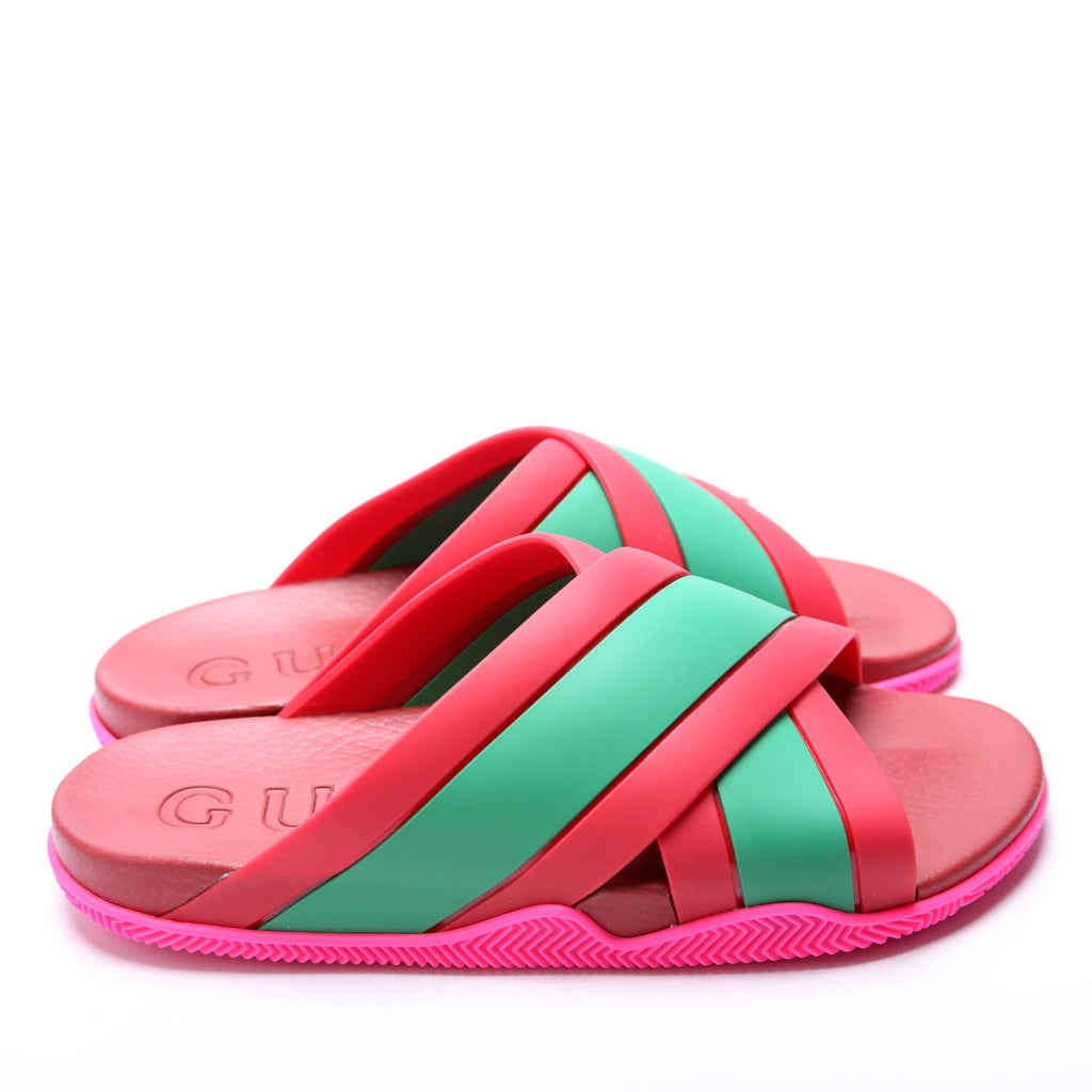 Gucci Criss Cross Web Rubber Slides Size 42