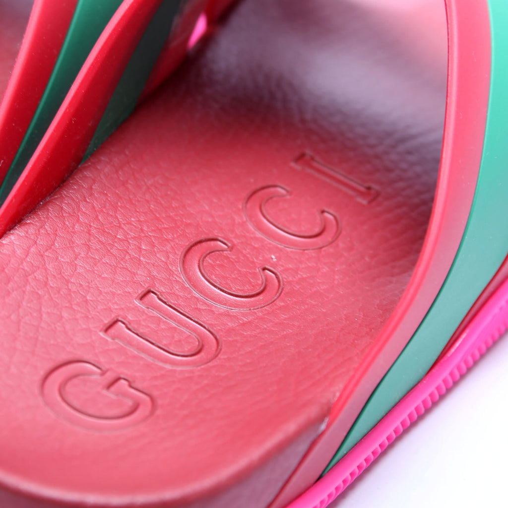 Gucci Criss Cross Web Rubber Slides Size 42
