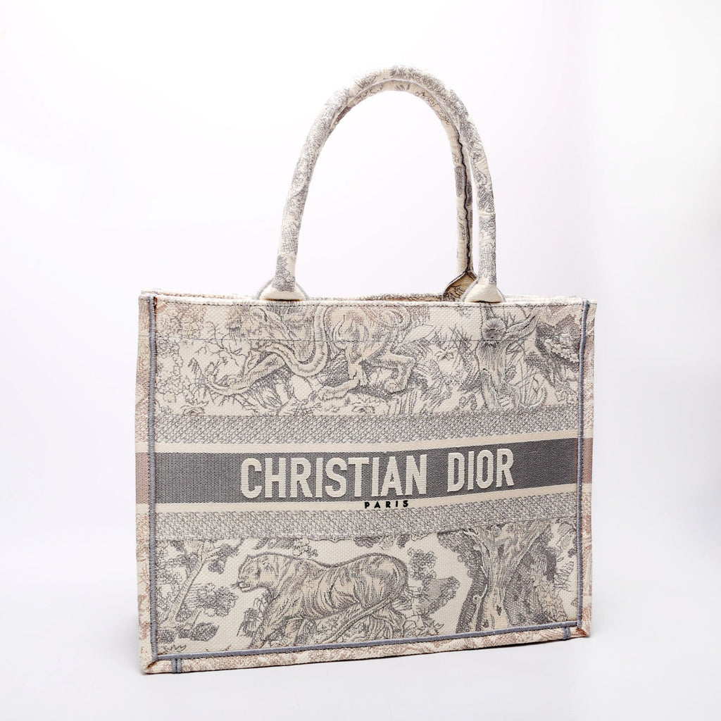 Book Tote Medium Etoile De Jouy Grey/Cream