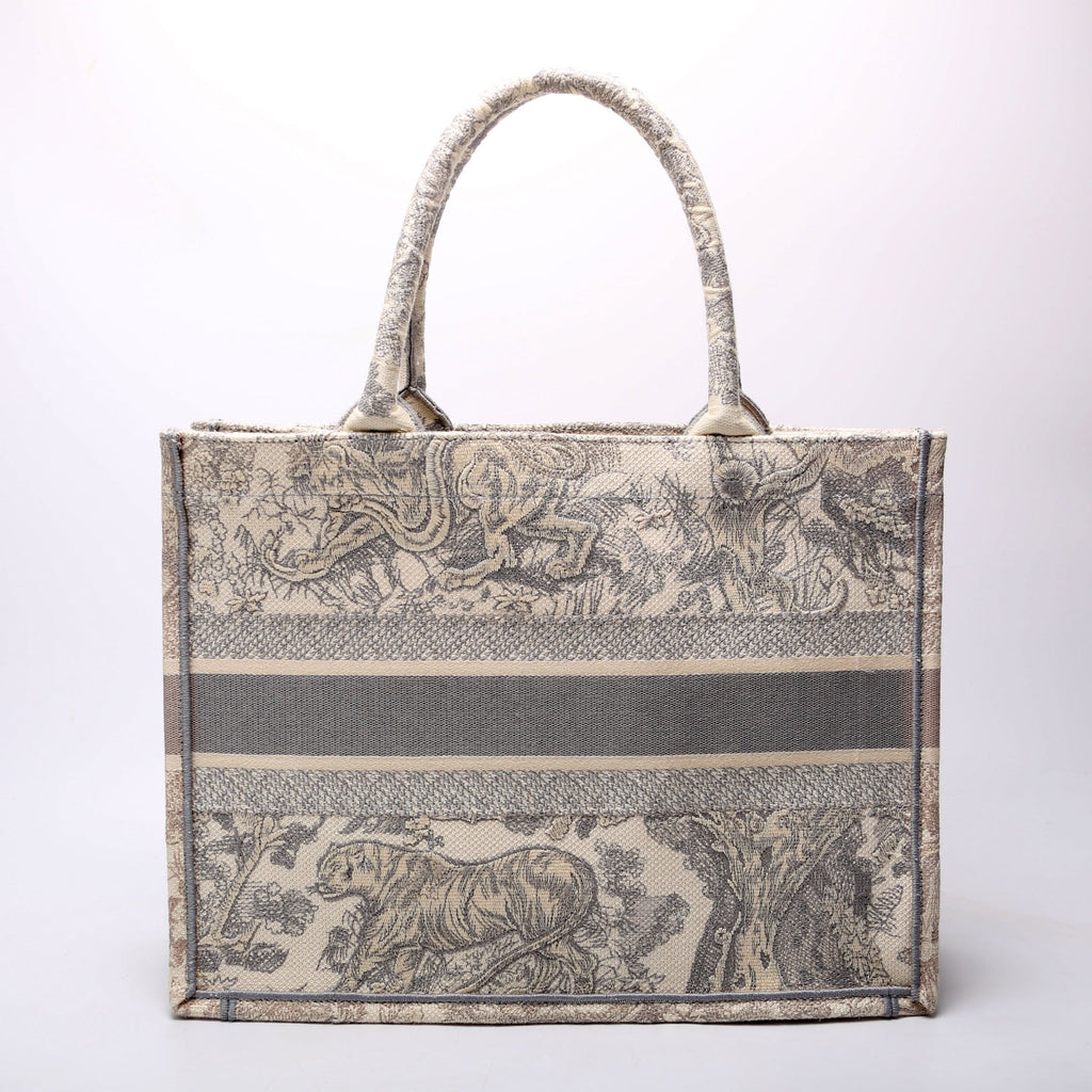 Book Tote Medium Etoile De Jouy Grey/Cream
