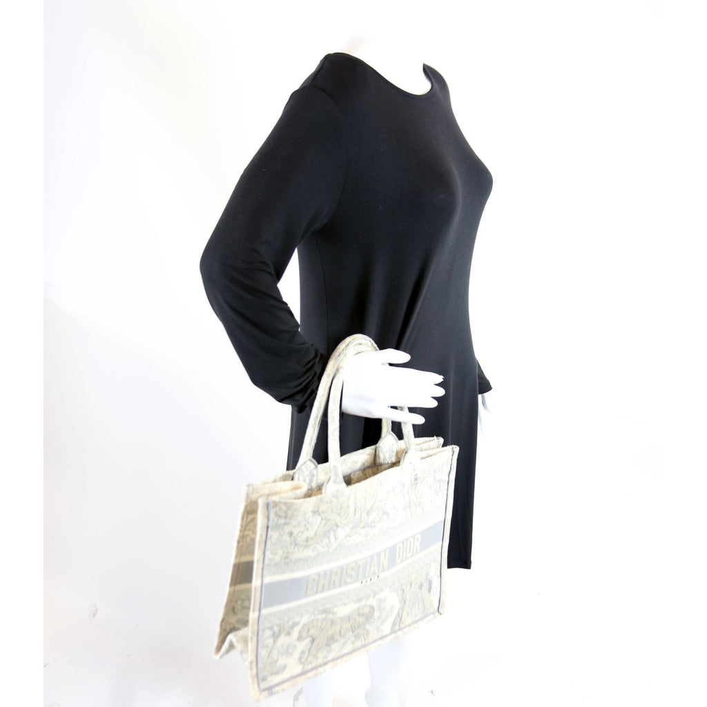 Book Tote Medium Etoile De Jouy Grey/Cream