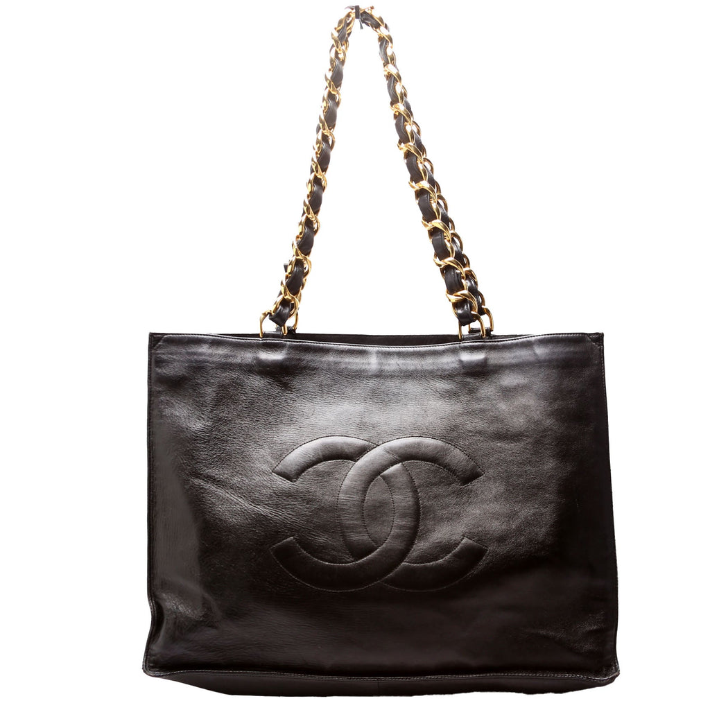 CC Lambskin Chain Tote Extra Large Vintage 2M Black