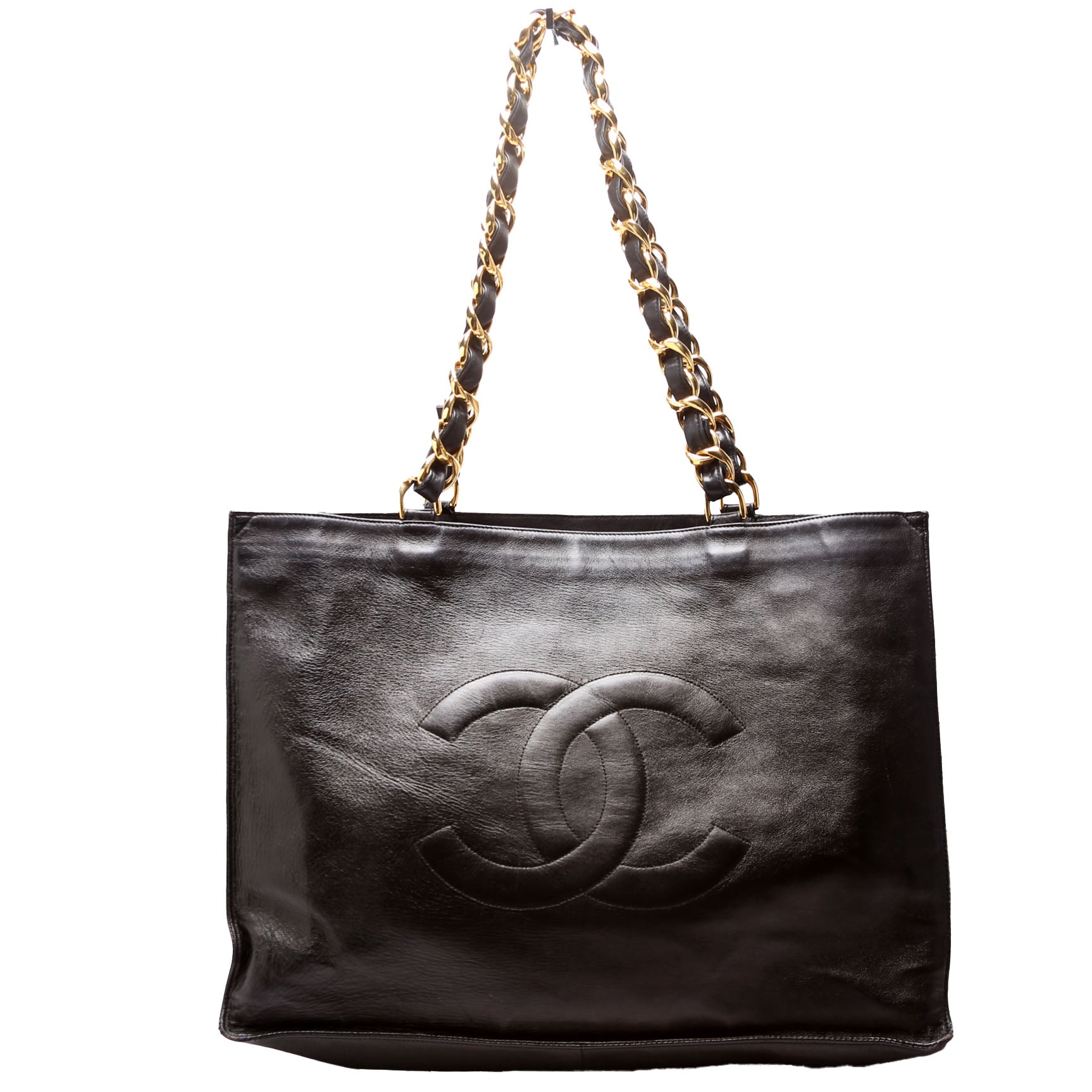 CC Lambskin Chain Tote Extra Large Vintage 2M Black