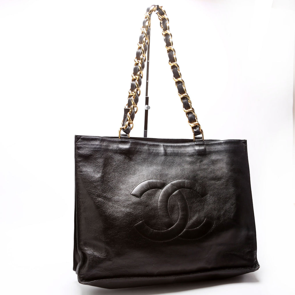 CC Lambskin Chain Tote Extra Large Vintage 2M Black