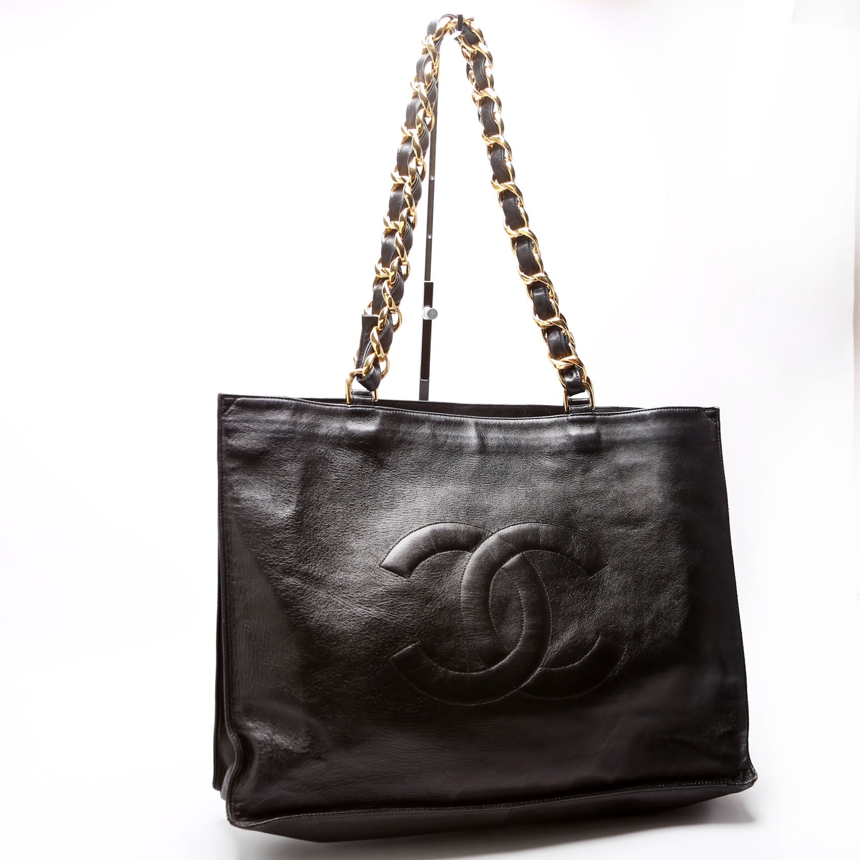 CC Lambskin Chain Tote Extra Large Vintage 2M Black