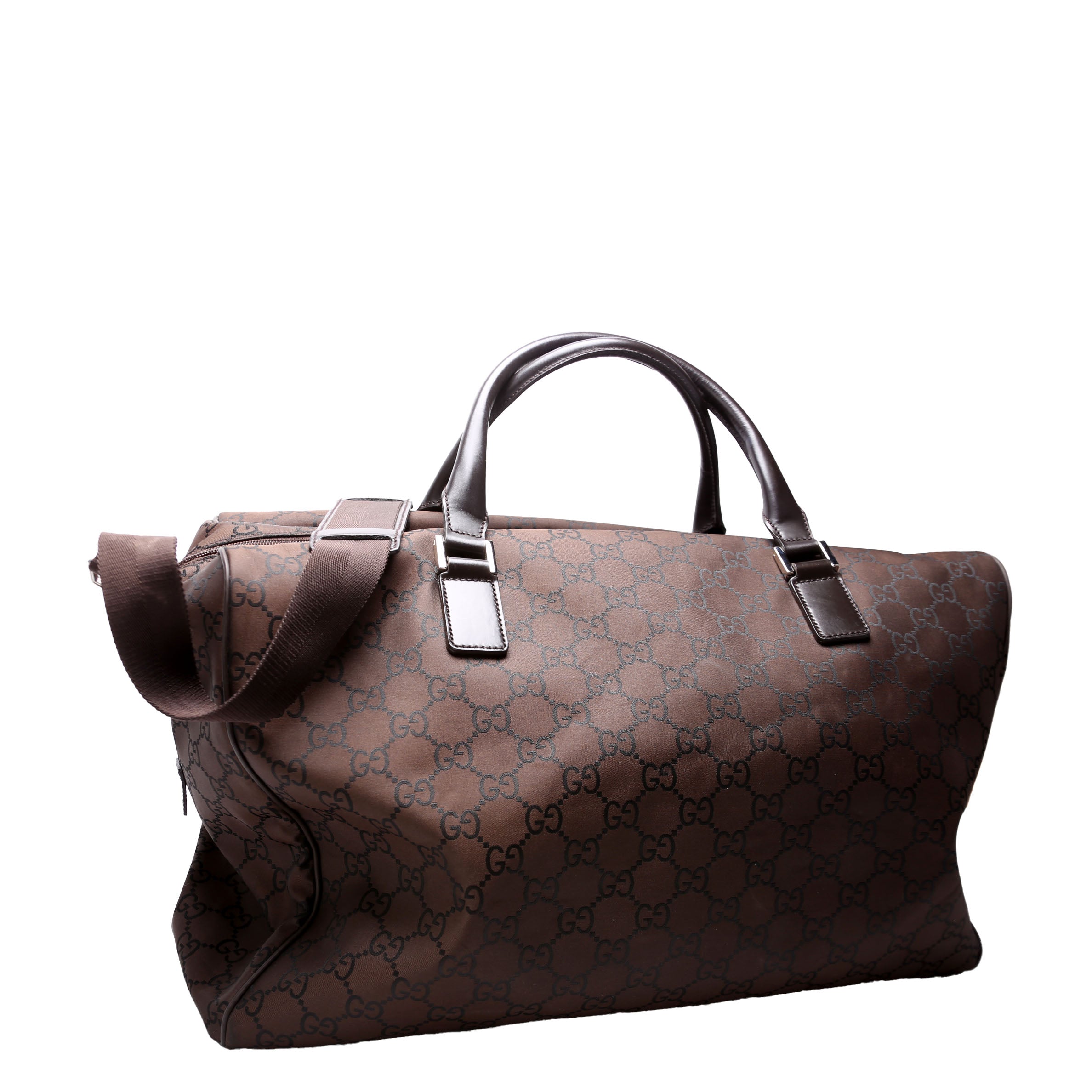 190629 GG Canvas Large Duffle Brown