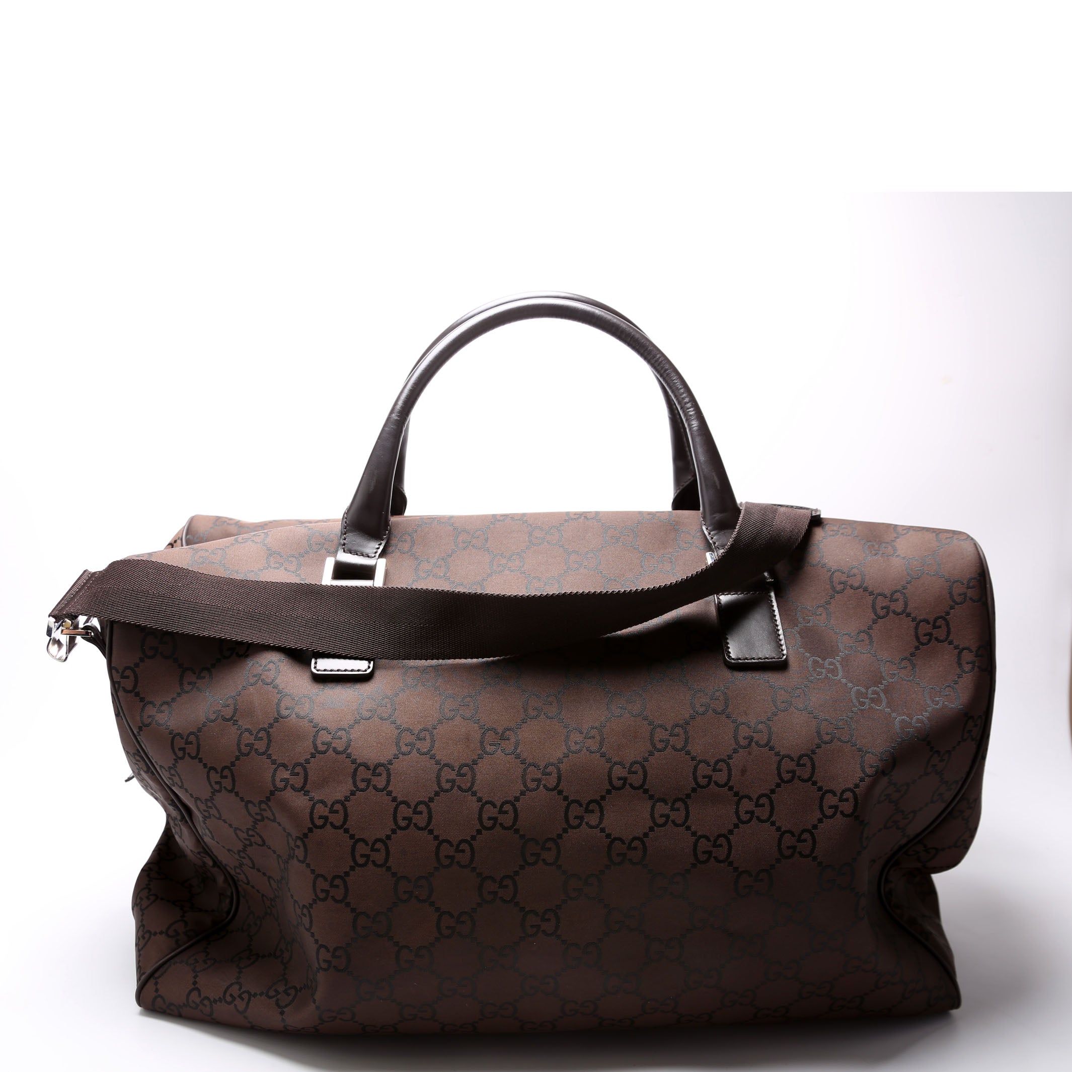 190629 GG Canvas Large Duffle Brown