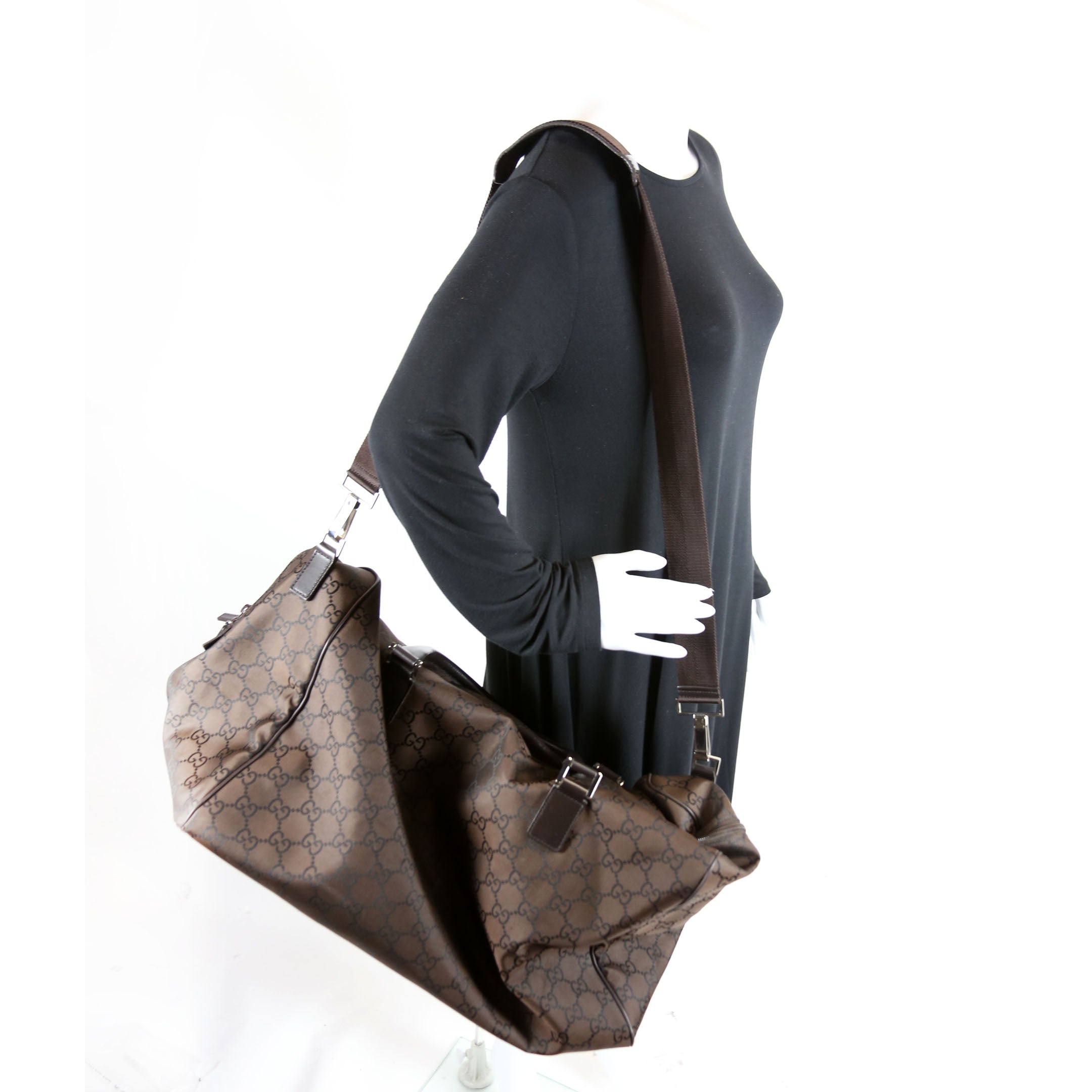 190629 GG Canvas Large Duffle Brown