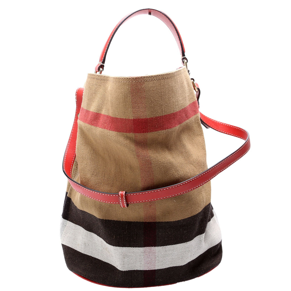 Canvas Mega Check Ashby Hobo Medium Red