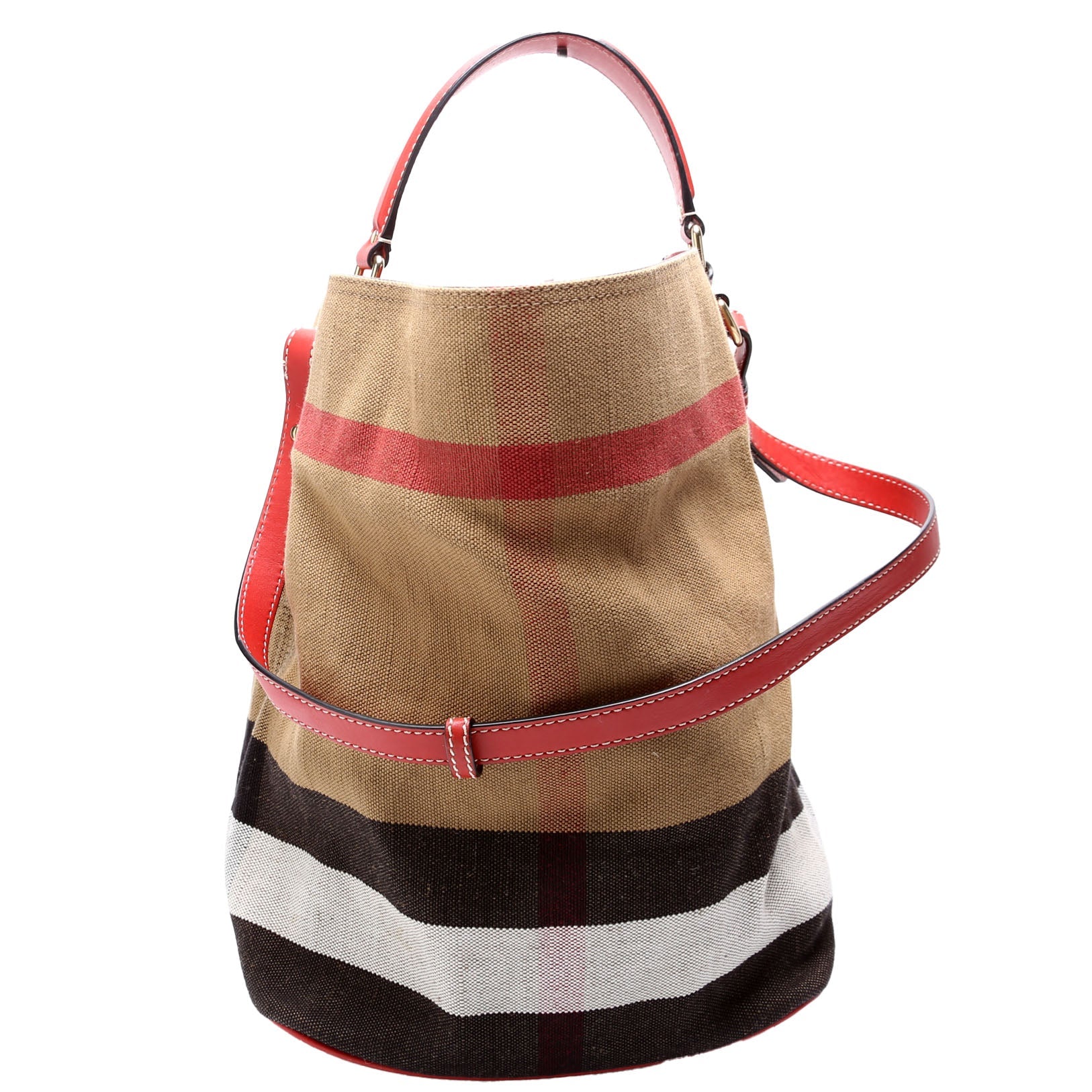 Canvas Mega Check Ashby Hobo Medium Red