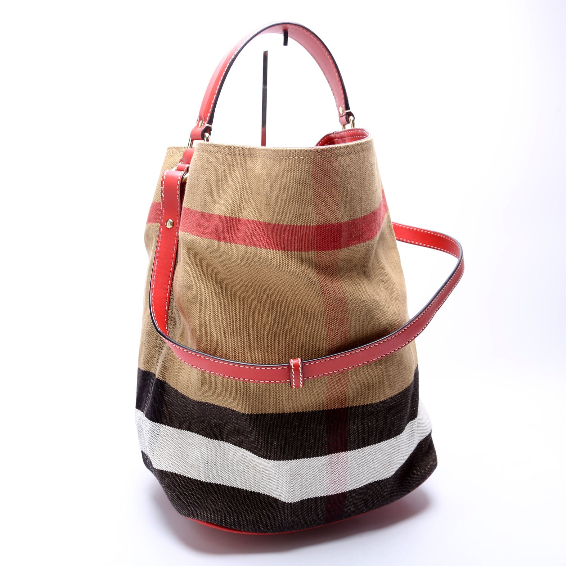Canvas Mega Check Ashby Hobo Medium Red