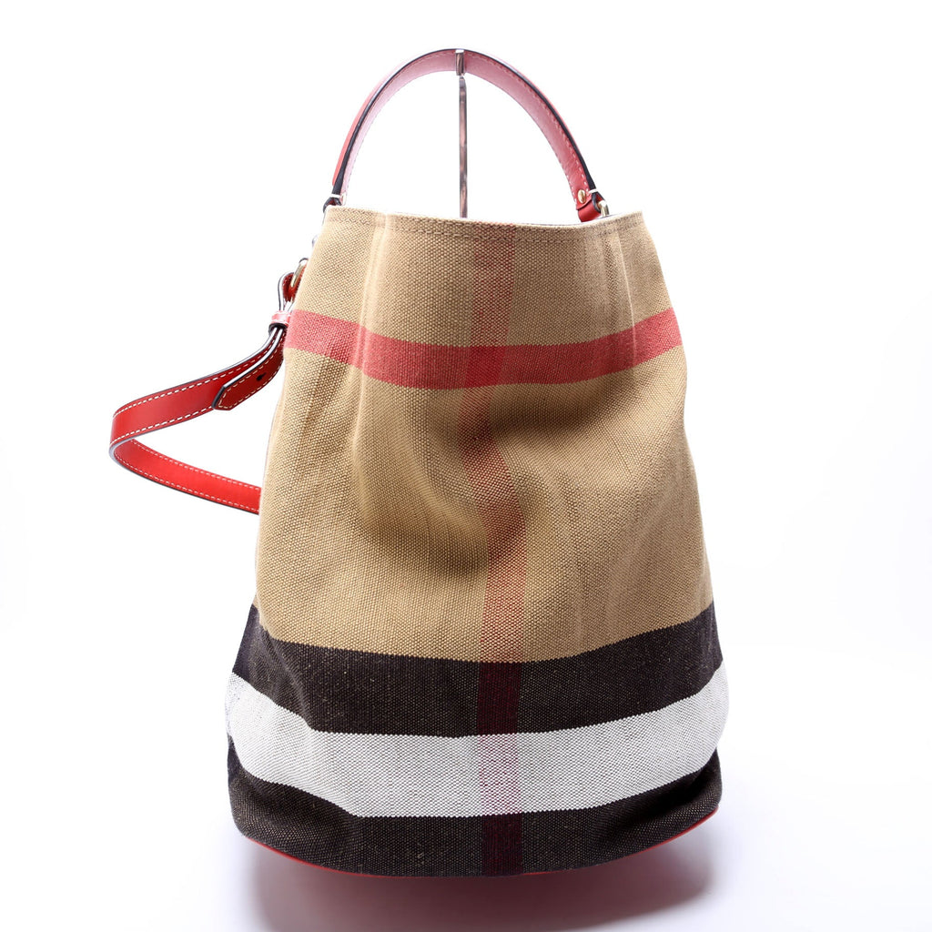 Canvas Mega Check Ashby Hobo Medium Red