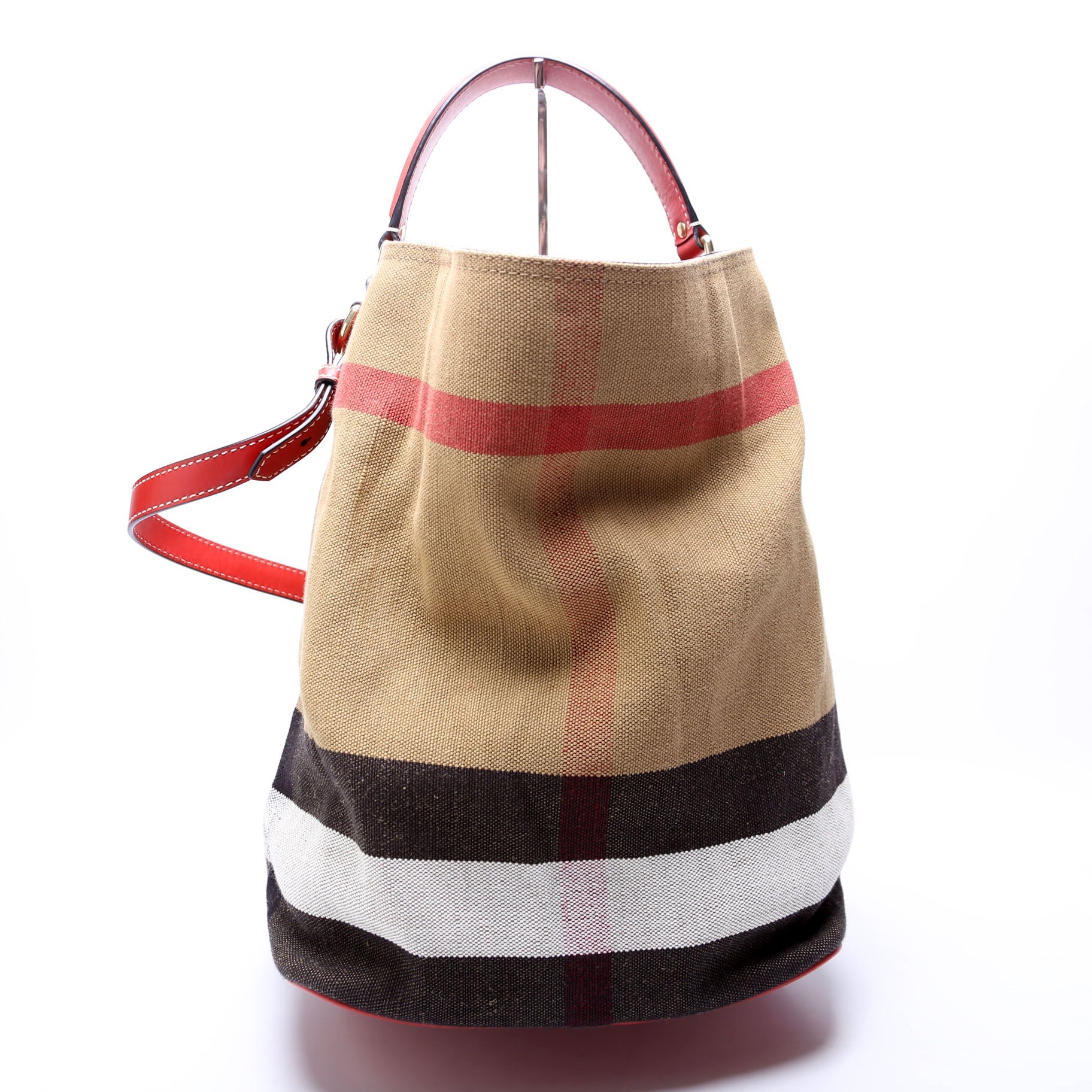 Canvas Mega Check Ashby Hobo Medium Red