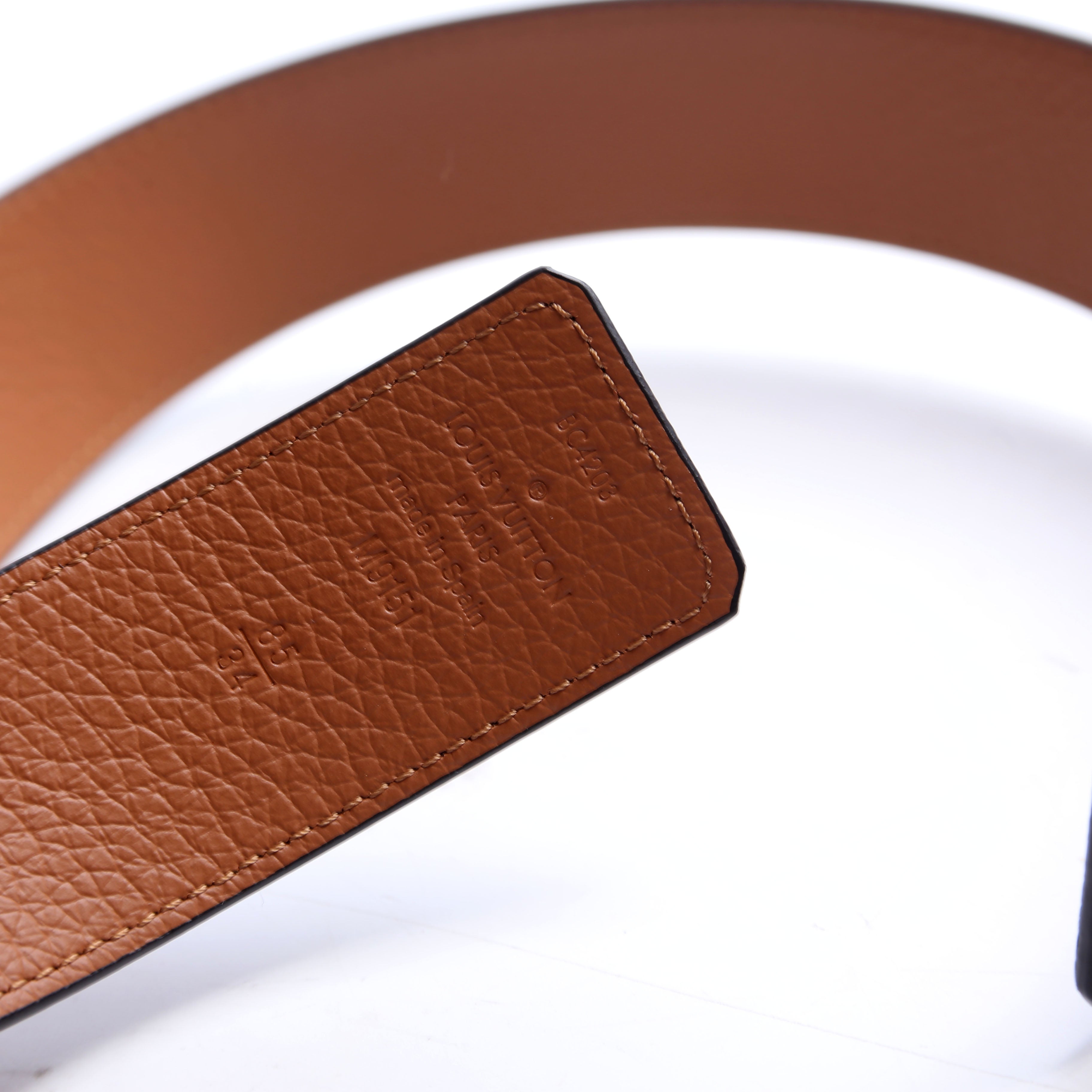 LV Initials 40MM Taurillon Reversible Belt Size 85/34