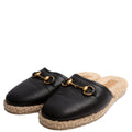 Gucci Fria Horsebit Shearling Mules Size 37.5 Black