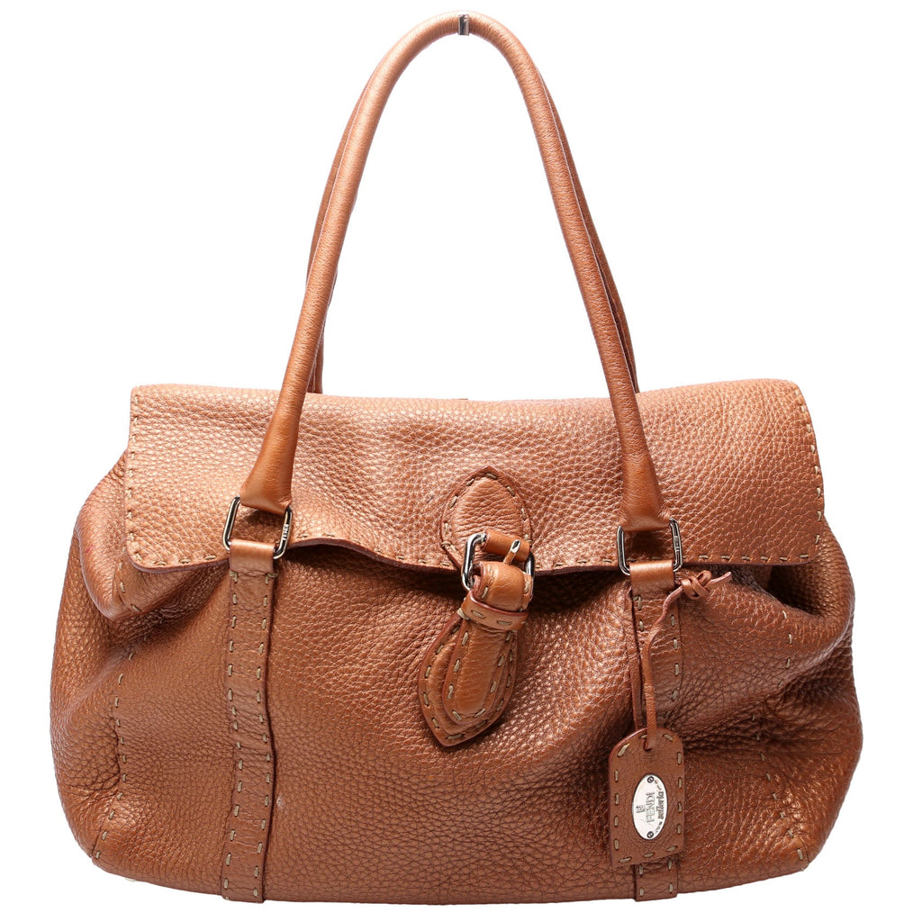 8BR487 Linda Selleria Leather Medium Brown