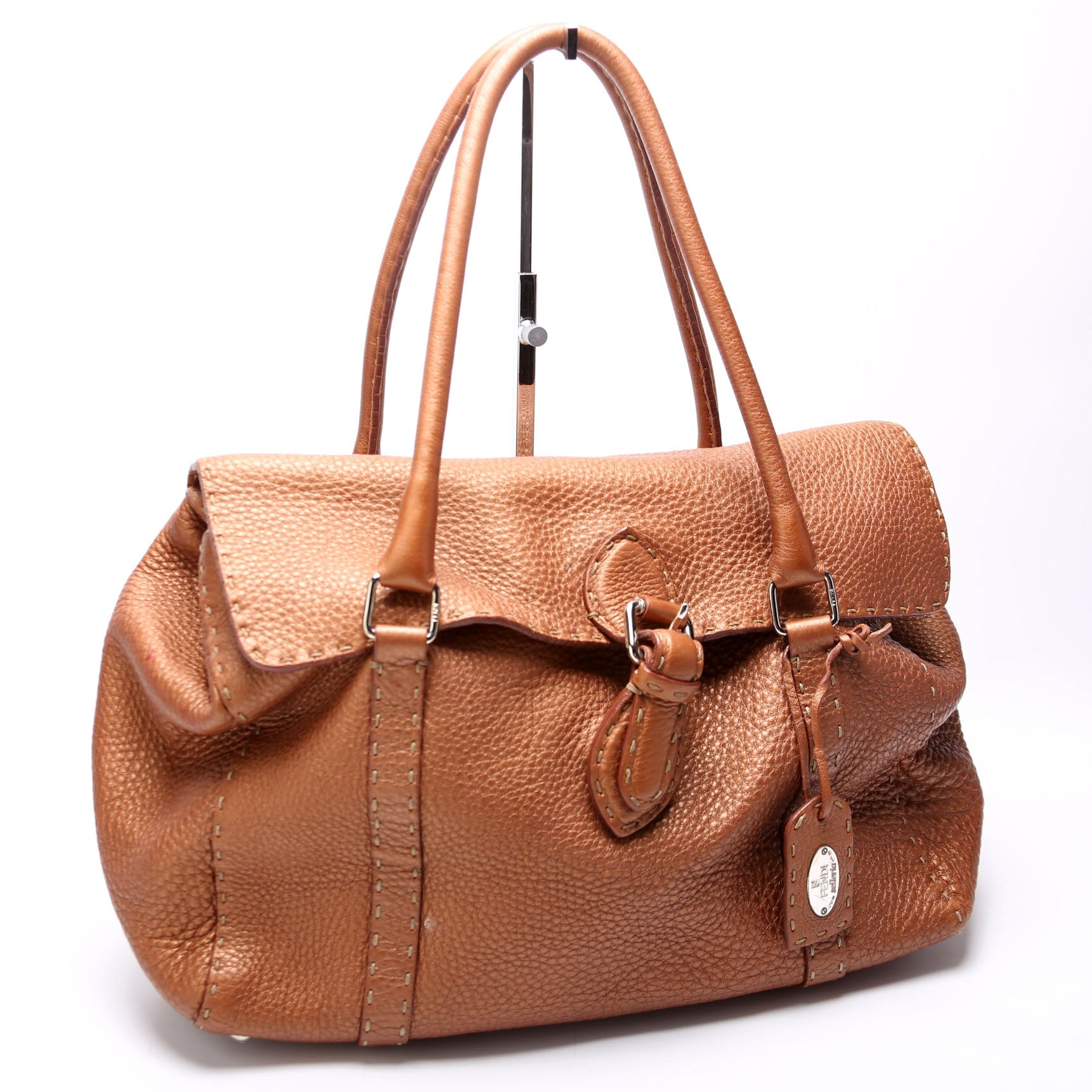 8BR487 Linda Selleria Leather Medium Brown