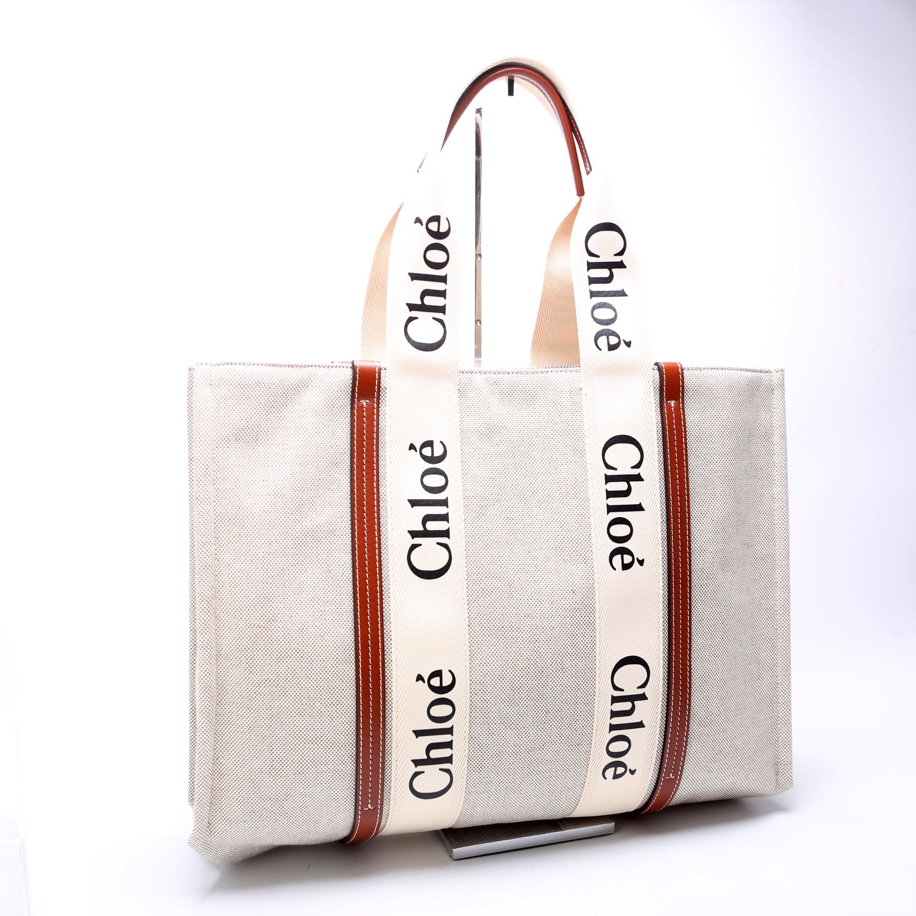 Woody Ribbon Tote Large Brown
