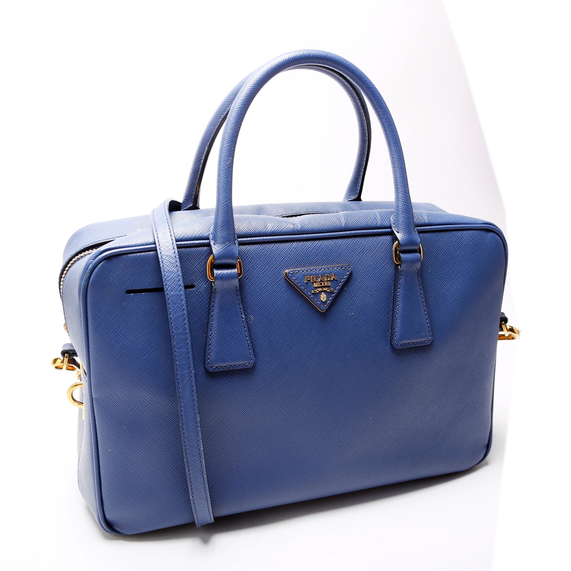 Saffiano Lux Bauletto Bag Blue