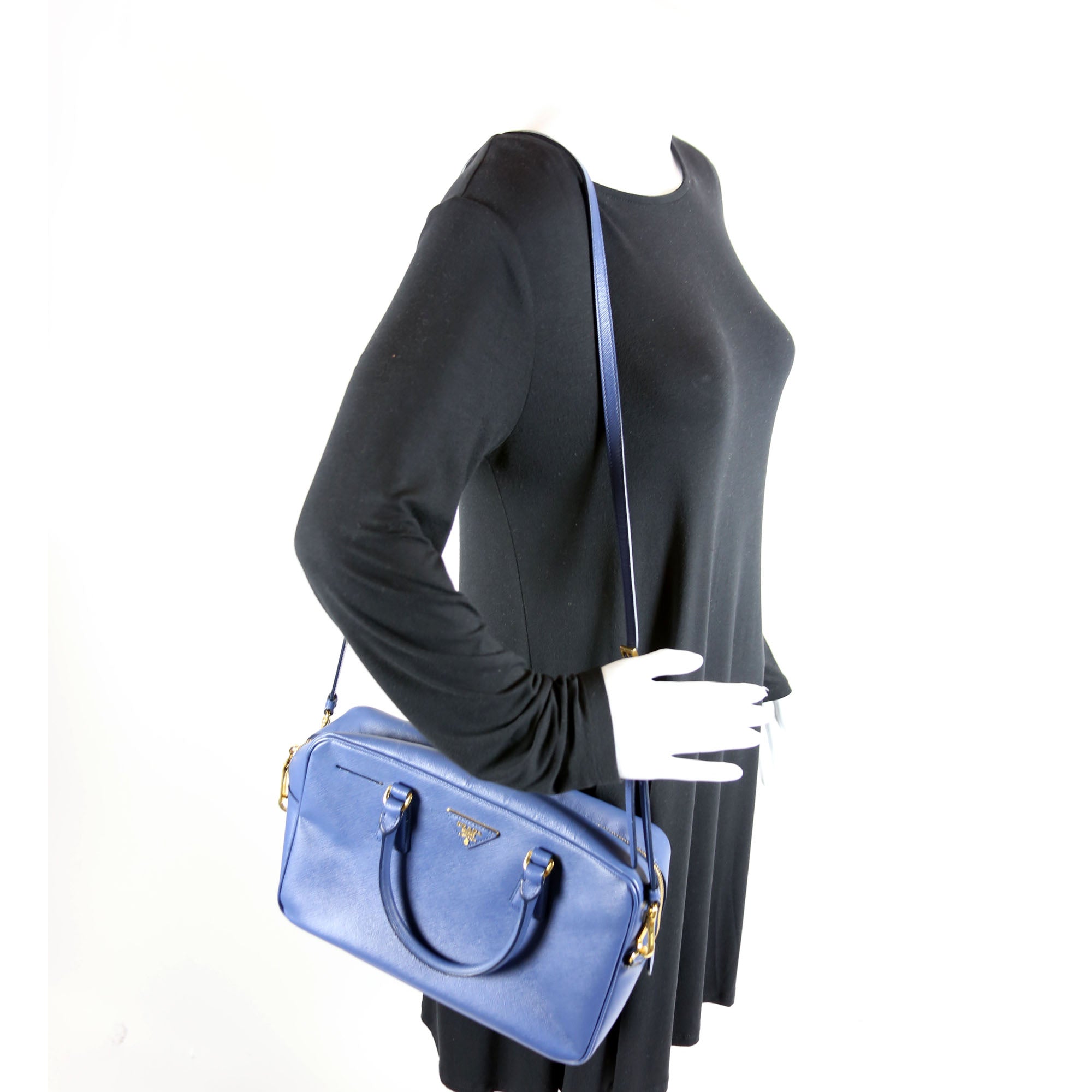 Saffiano Lux Bauletto Bag Blue