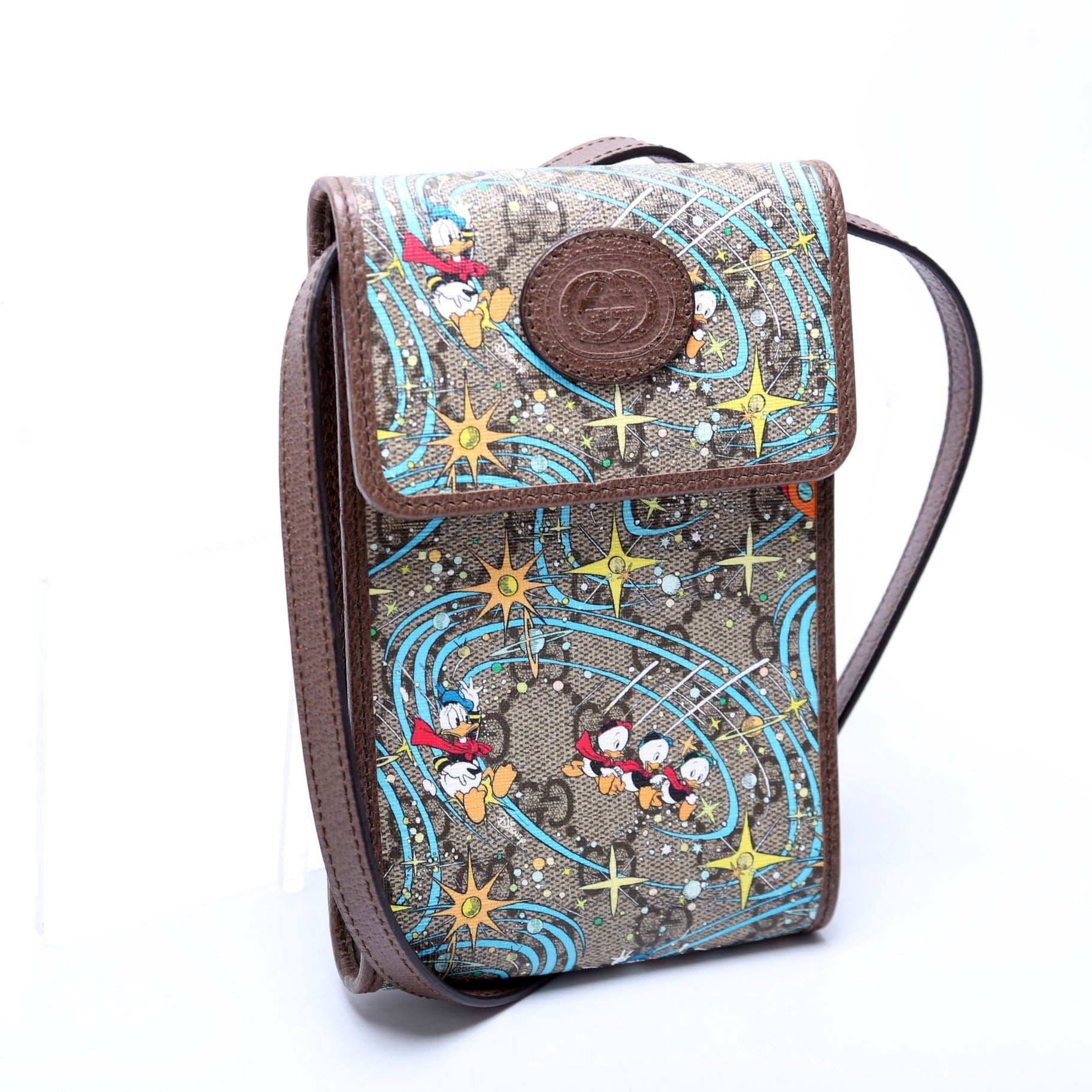 Gucci 647927 X Disney GG Supreme Donald Duck Mini Crossbody