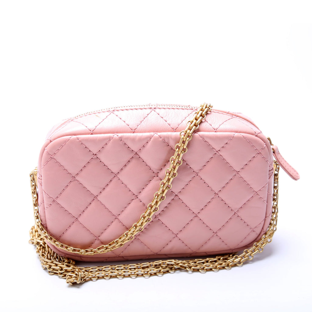 2.55 Reissue Mini Camera Bag Quilted Aged Calfskin Pink