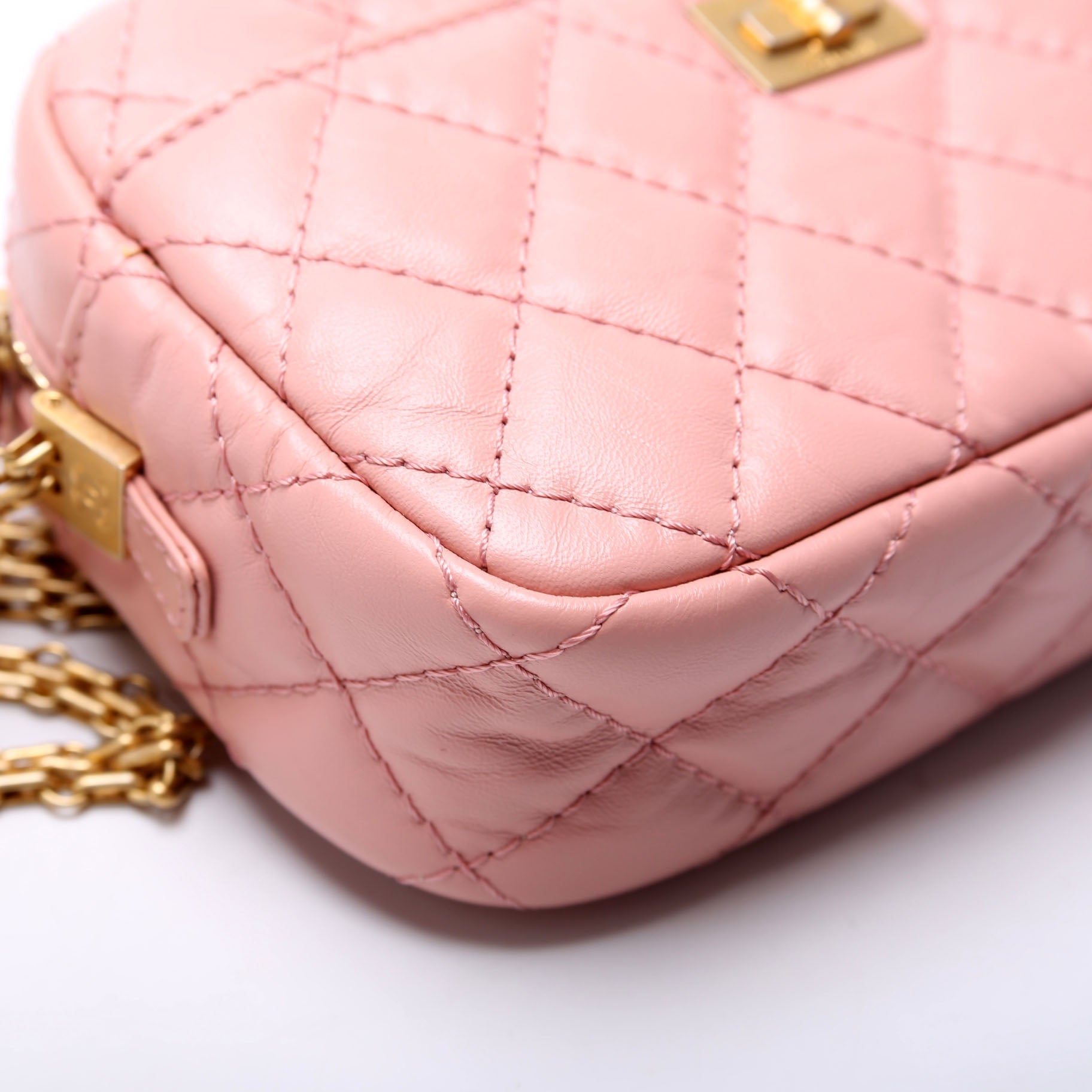 2.55 Reissue Mini Camera Bag Quilted Aged Calfskin Pink