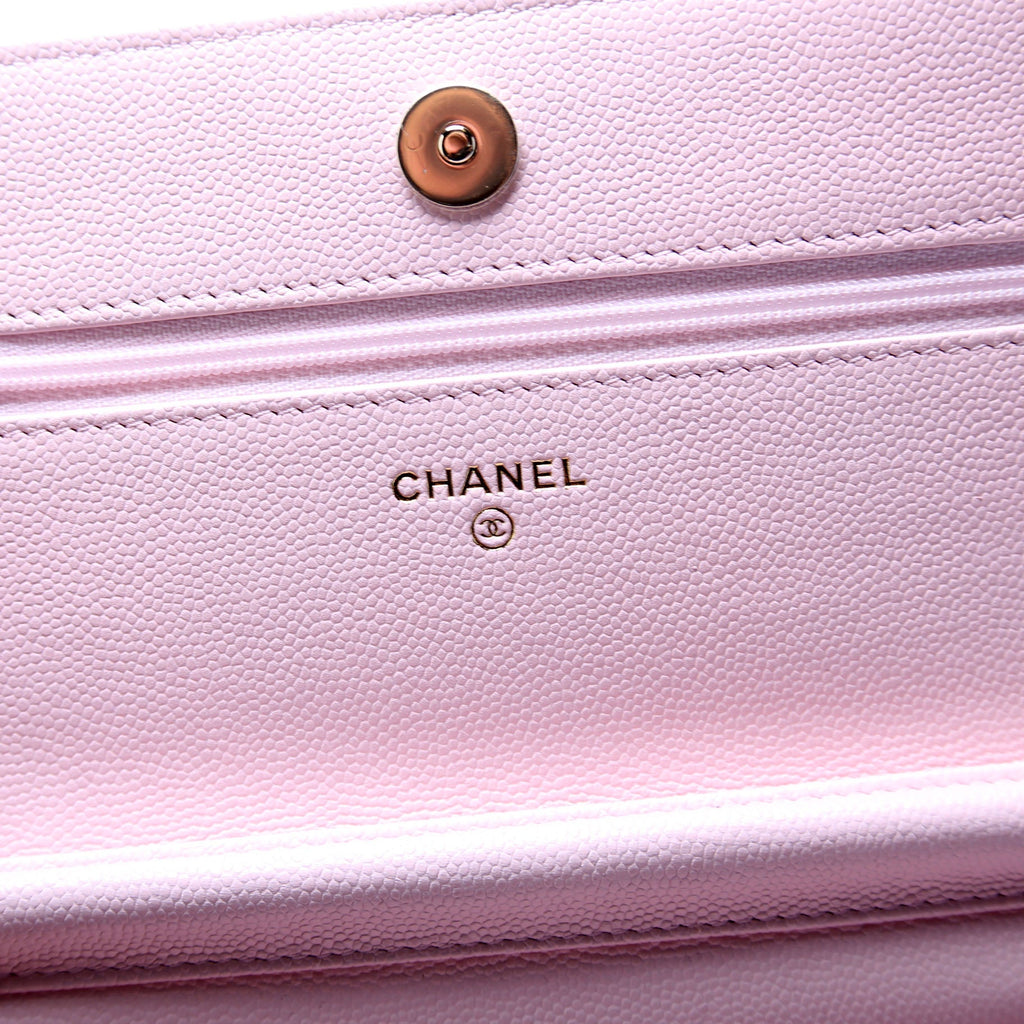 Wallet On Chain Crystal CC Quilted Caviar RFID