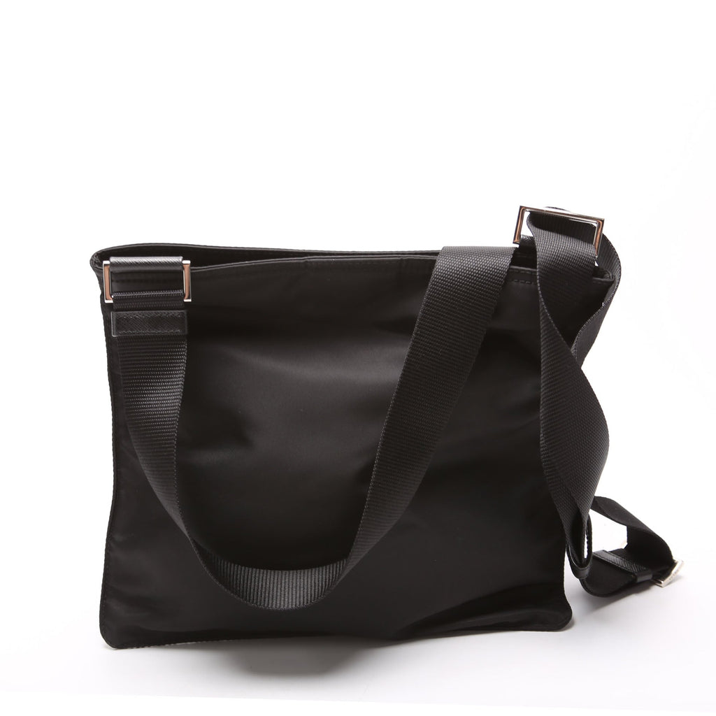 Nylon Flat Small Messenger Black