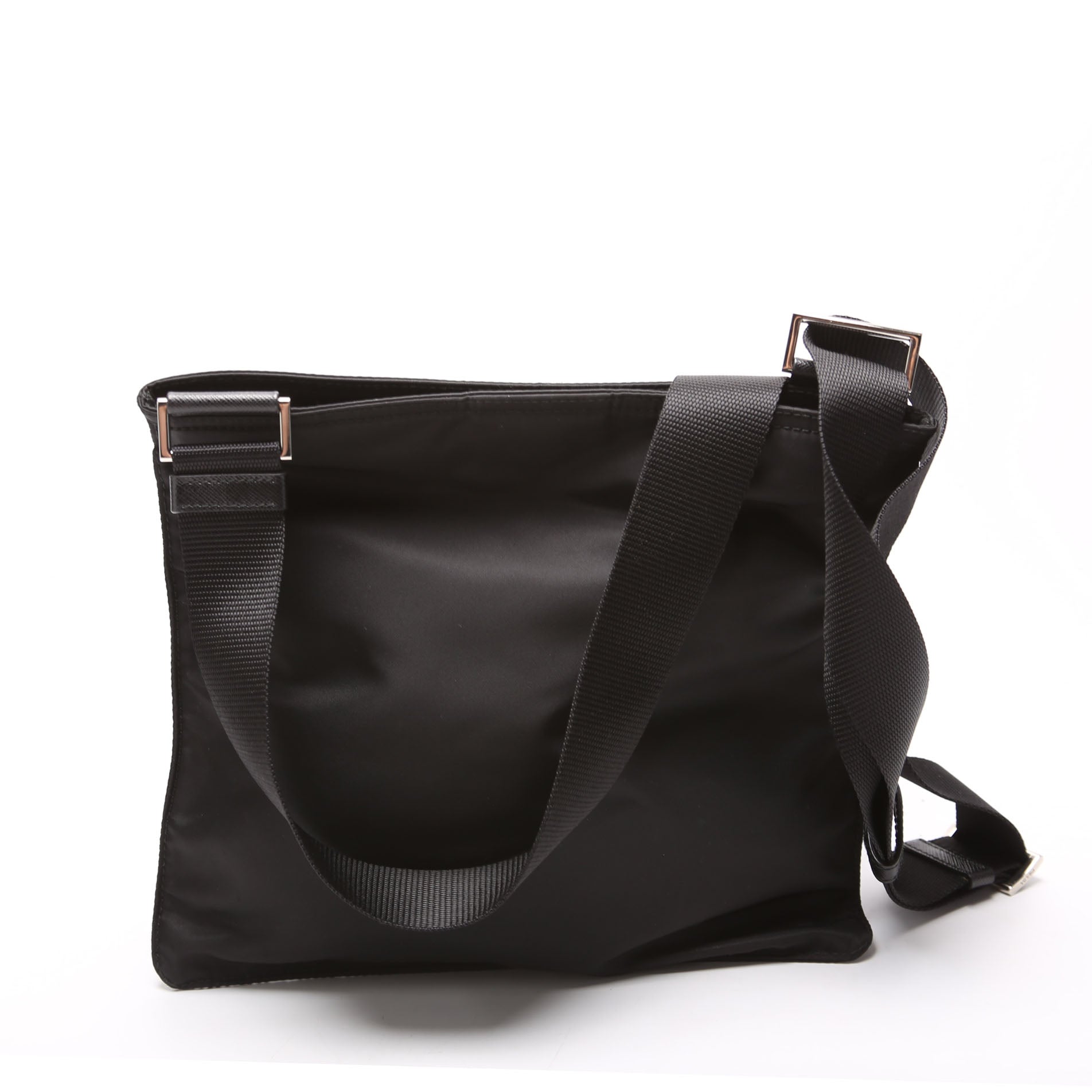 Nylon Flat Small Messenger Black