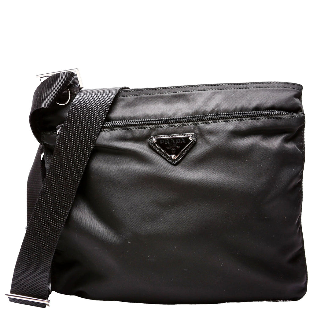 Nylon Flat Small Messenger Black