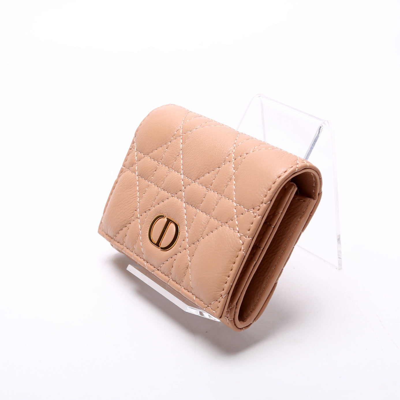 Caro Glycine Cannage Compact Wallet Tan