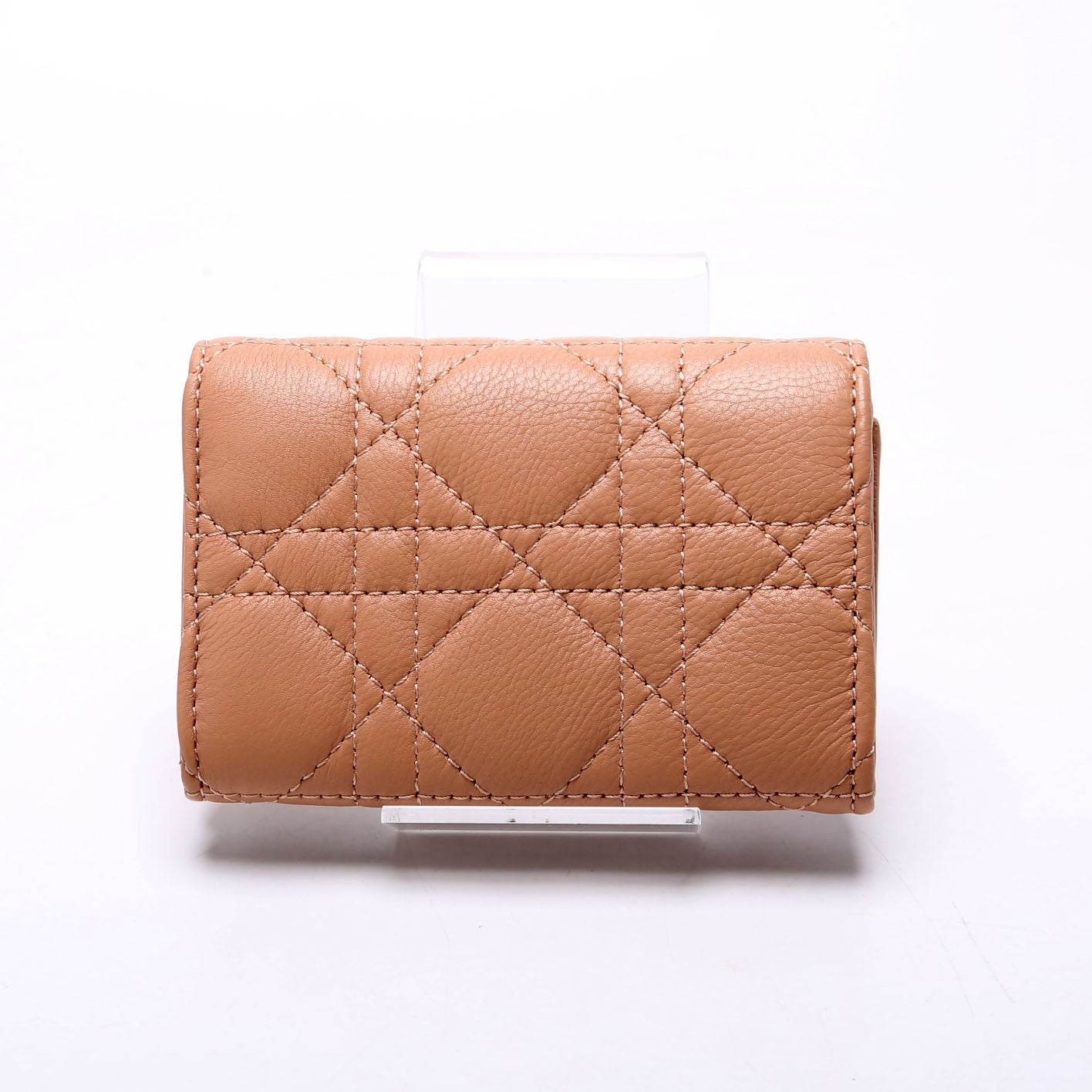 Caro Glycine Cannage Compact Wallet Tan