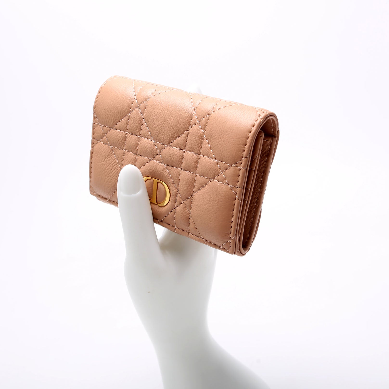 Caro Glycine Cannage Compact Wallet Tan