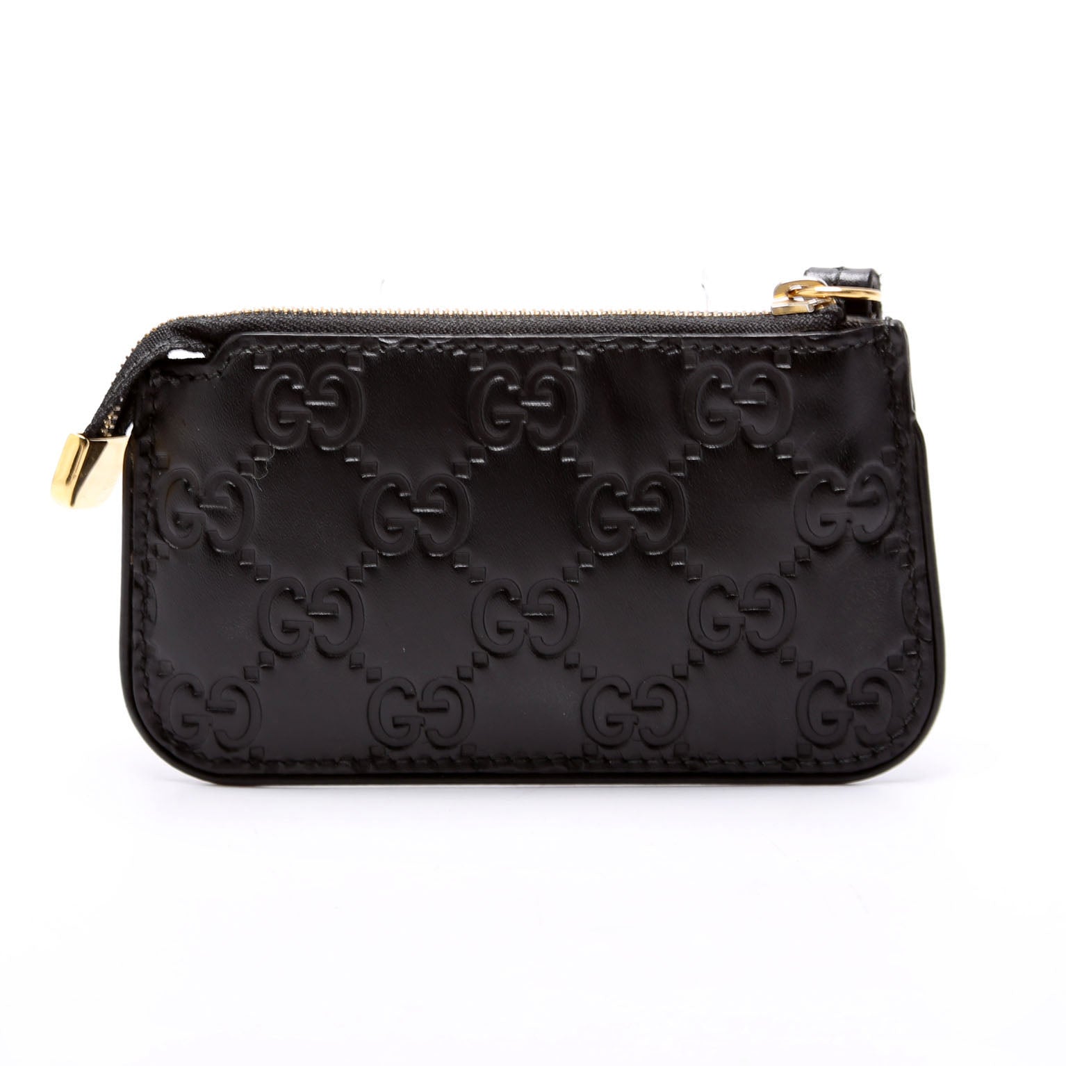 447964 GG Leather Key Pouch Black